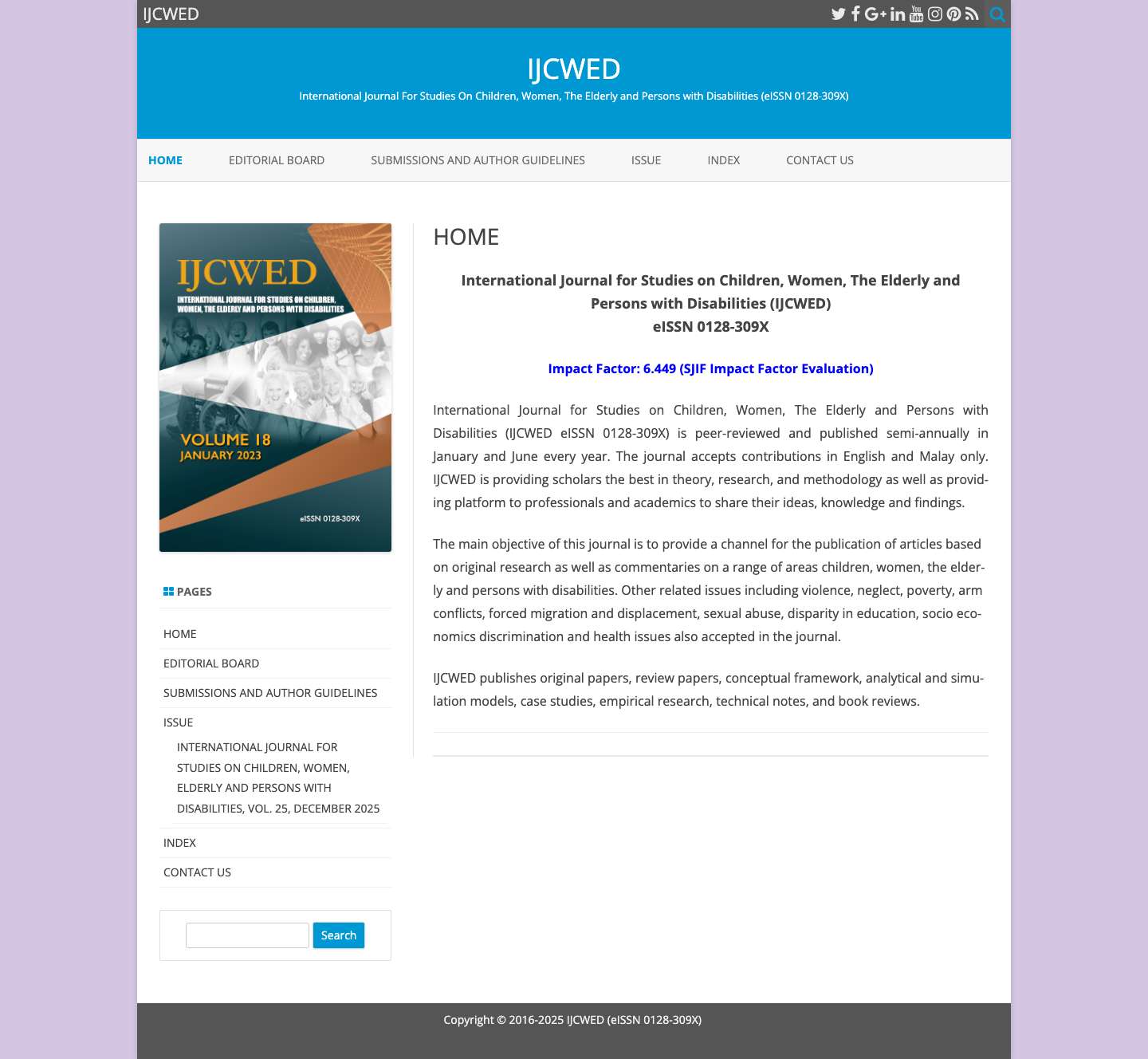 IJCWED – International Journal For Studies On Children, Women, The Elderly and Persons with Disabilities (eISSN 0128-309X) - Full Screenshot