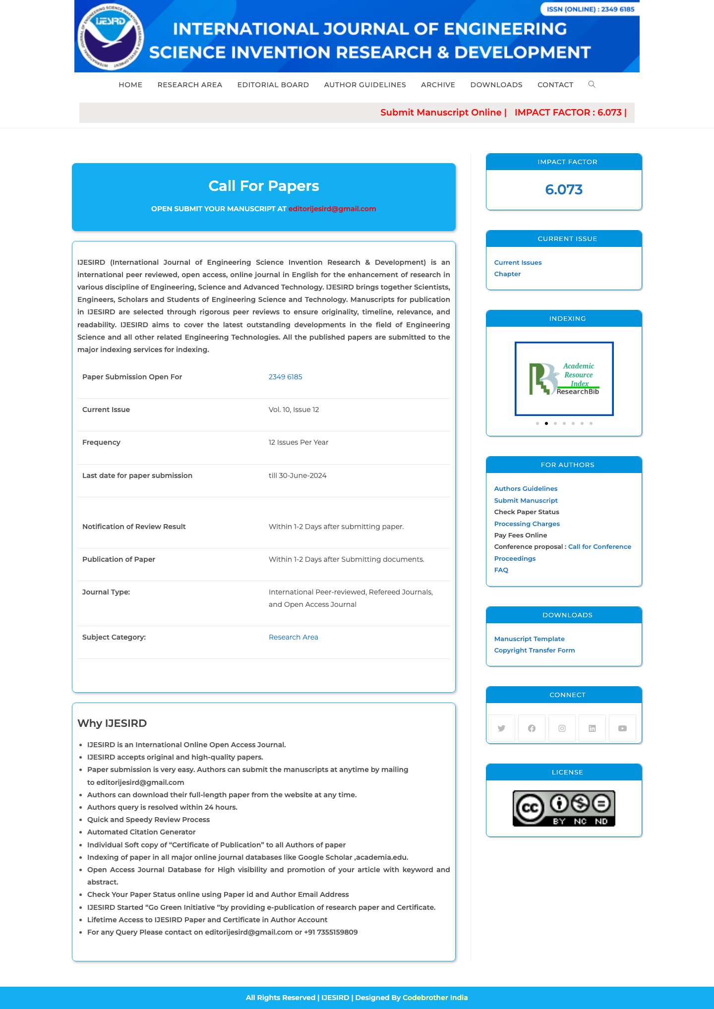 International Journal of Engineering Science Invention Research & Development - Full Screenshot