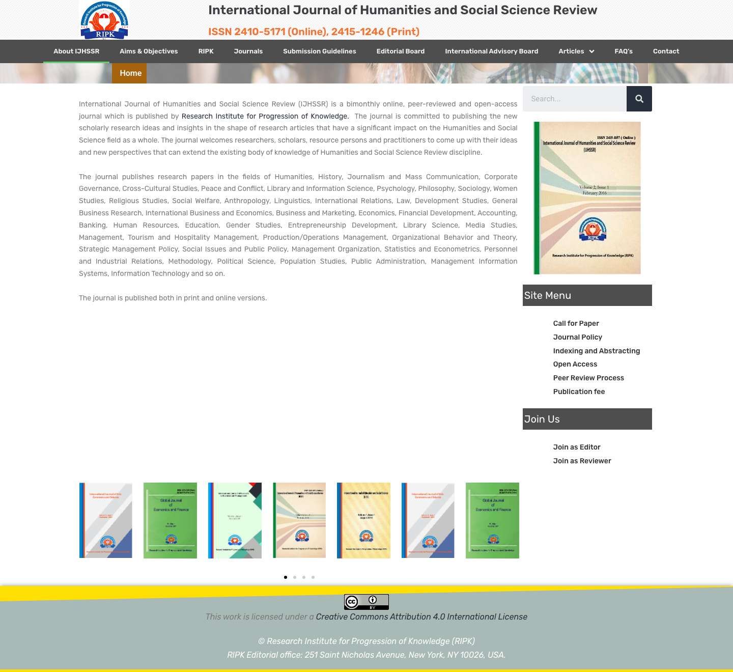 International Journal of Humanities and Social Science Review – My WordPress Blog - Full Screenshot