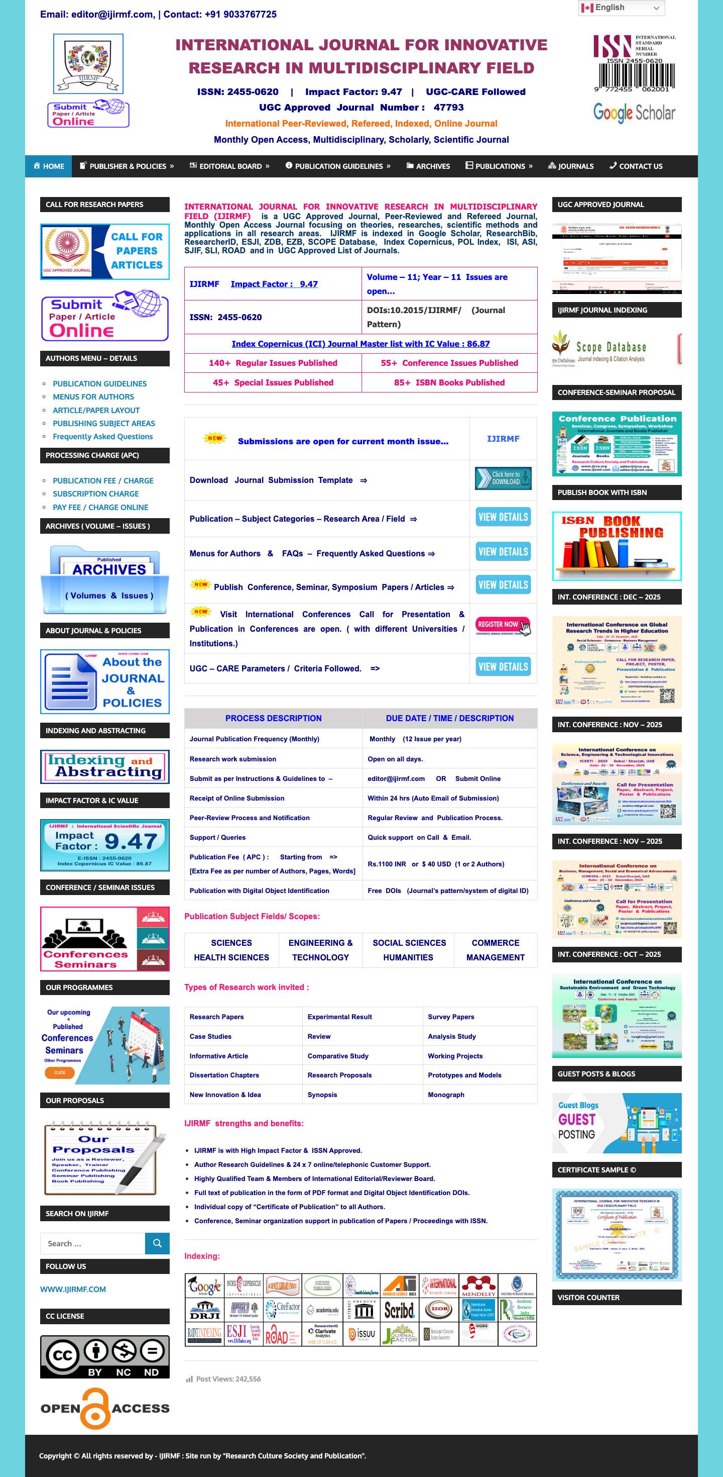 INTERNATIONAL JOURNAL FOR INNOVATIVE RESEARCH IN MULTIDISCIPLINARY FIELD - Full Screenshot