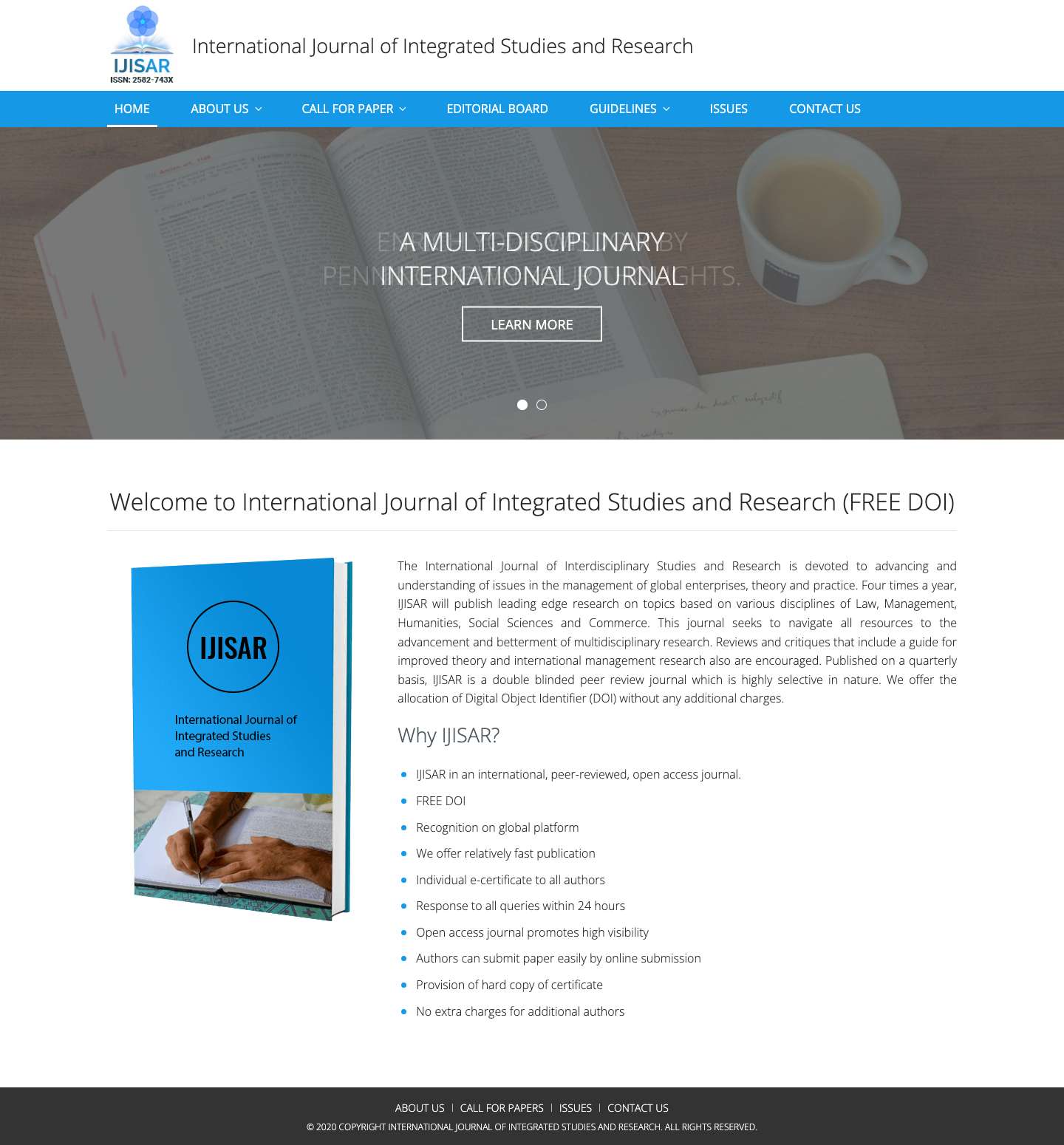 Home Page - IJISAR - Full Screenshot