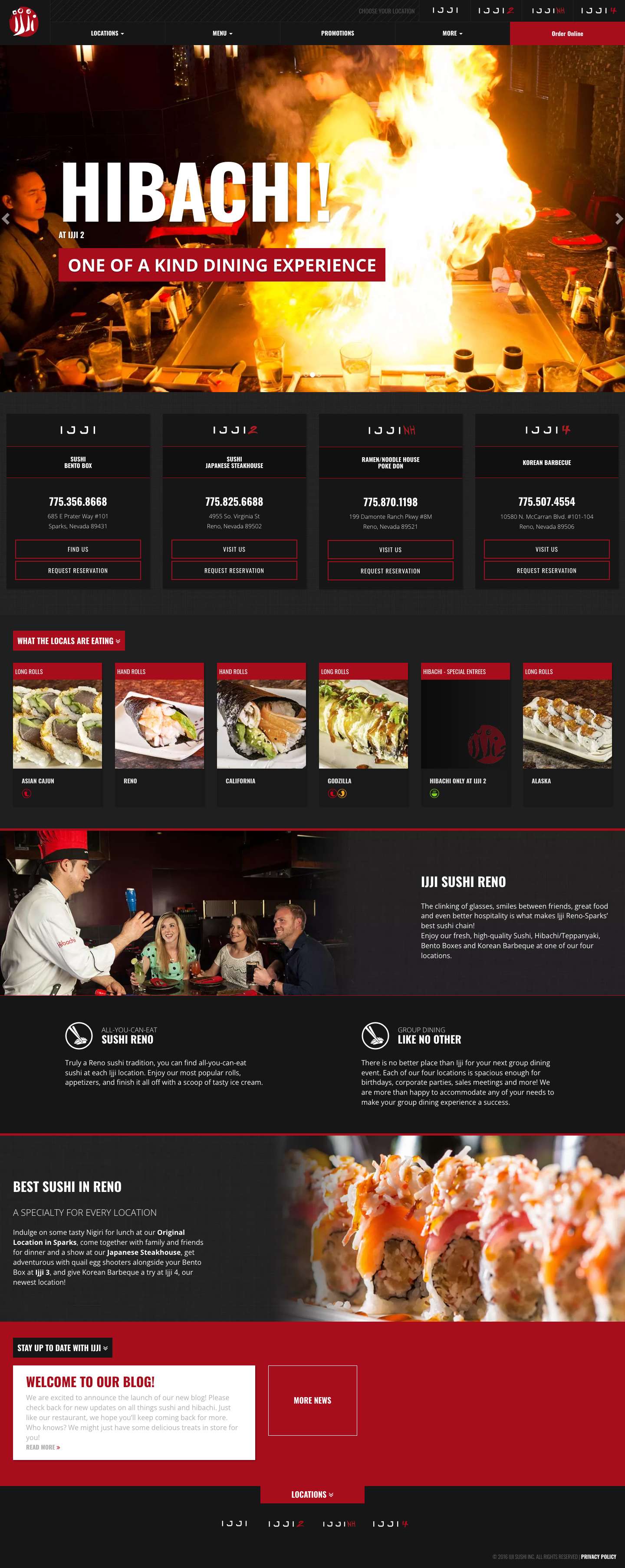 Home | Ijji Reno Sushi, Hibachi, Korean BBQ, Ramen, Pho and Poke - Full Screenshot