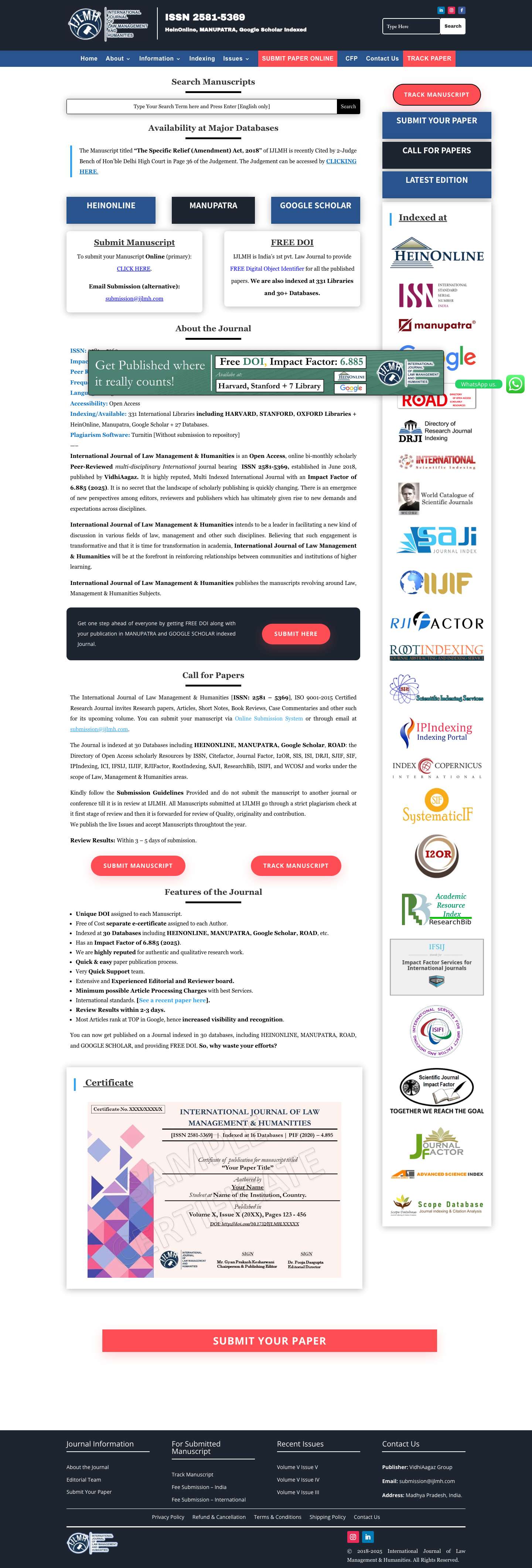 International Journal of Law Management & Humanities | An Open Access multidisciplinary e-journal - Full Screenshot