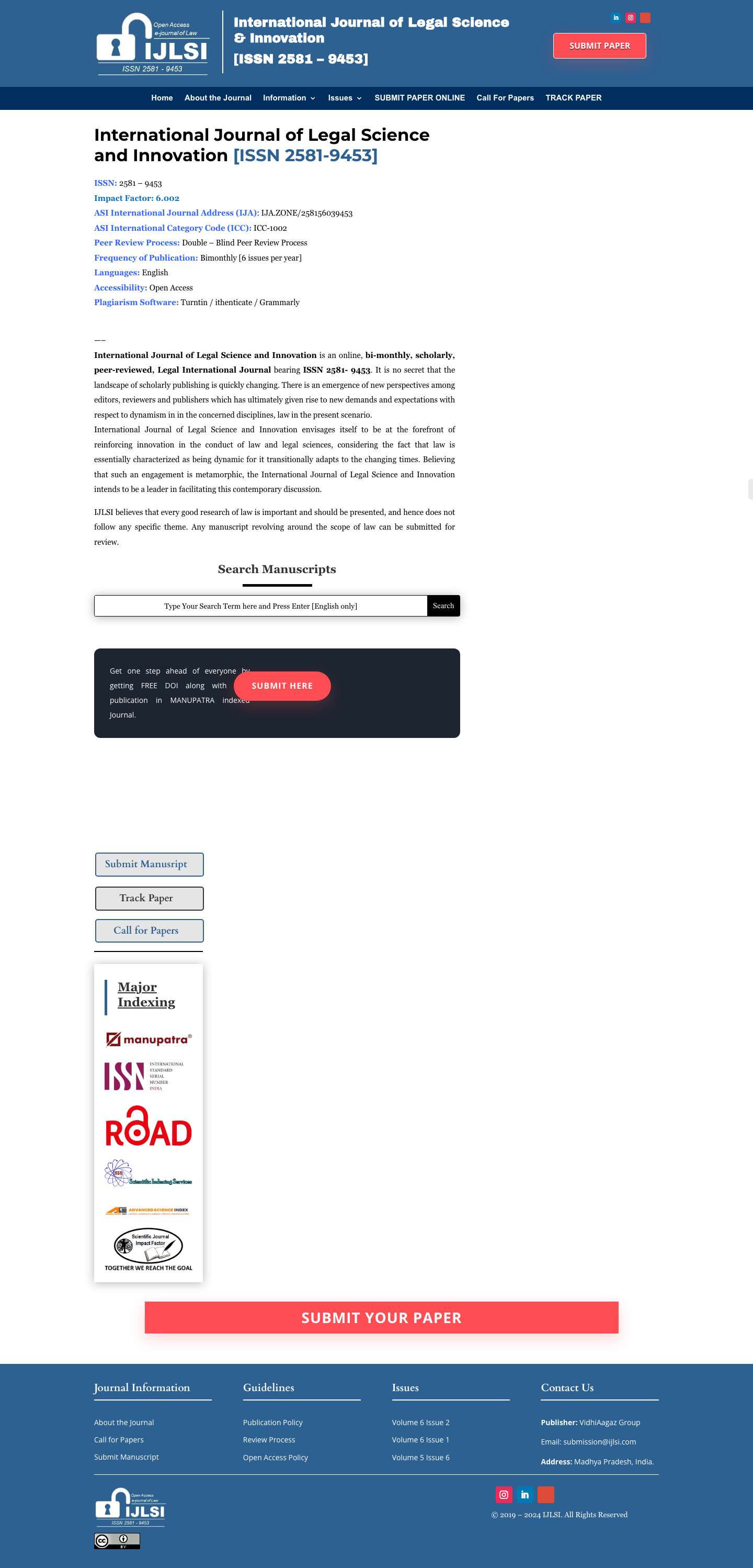 International Journal of Legal Science and Innovation – An Open Access Law journal - Full Screenshot