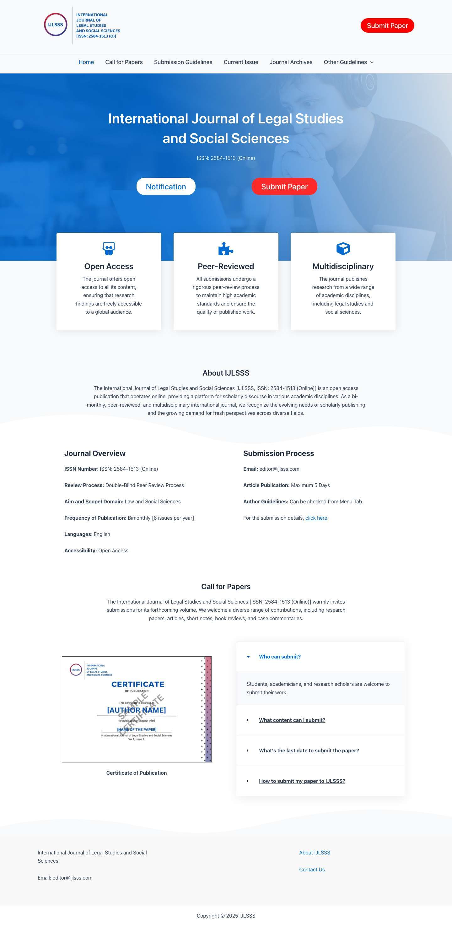 Home - IJLSSS - Full Screenshot