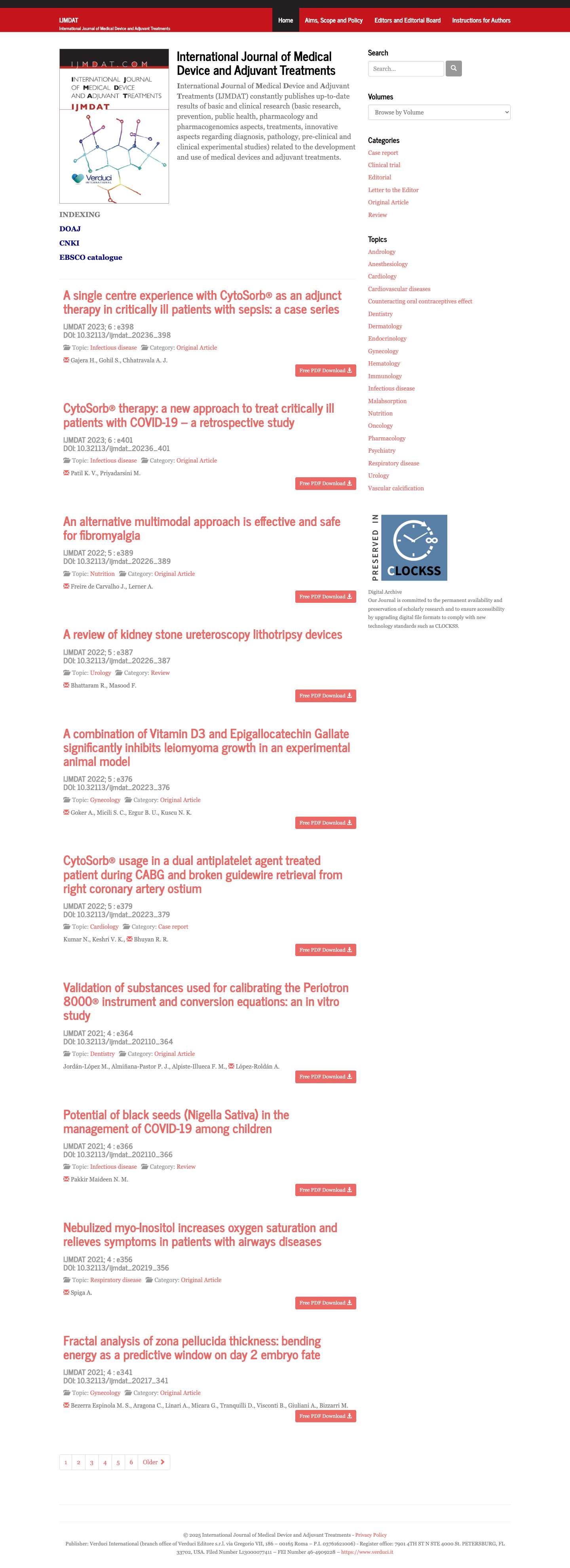 IJMDAT - International Journal of Medical Device and Adjuvant Treatments - Full Screenshot