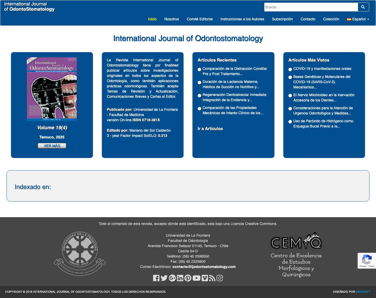 International Journal of Odontostomatology – IJO - Full Screenshot