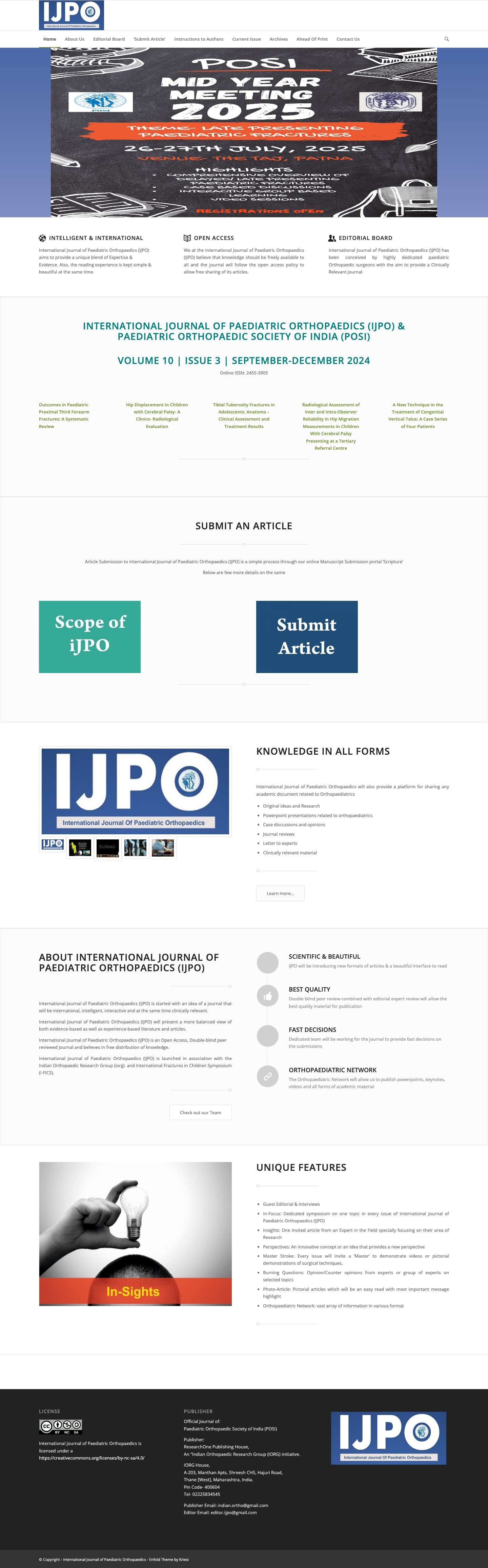 International Journal of Paediatric Orthopaedics - Full Screenshot