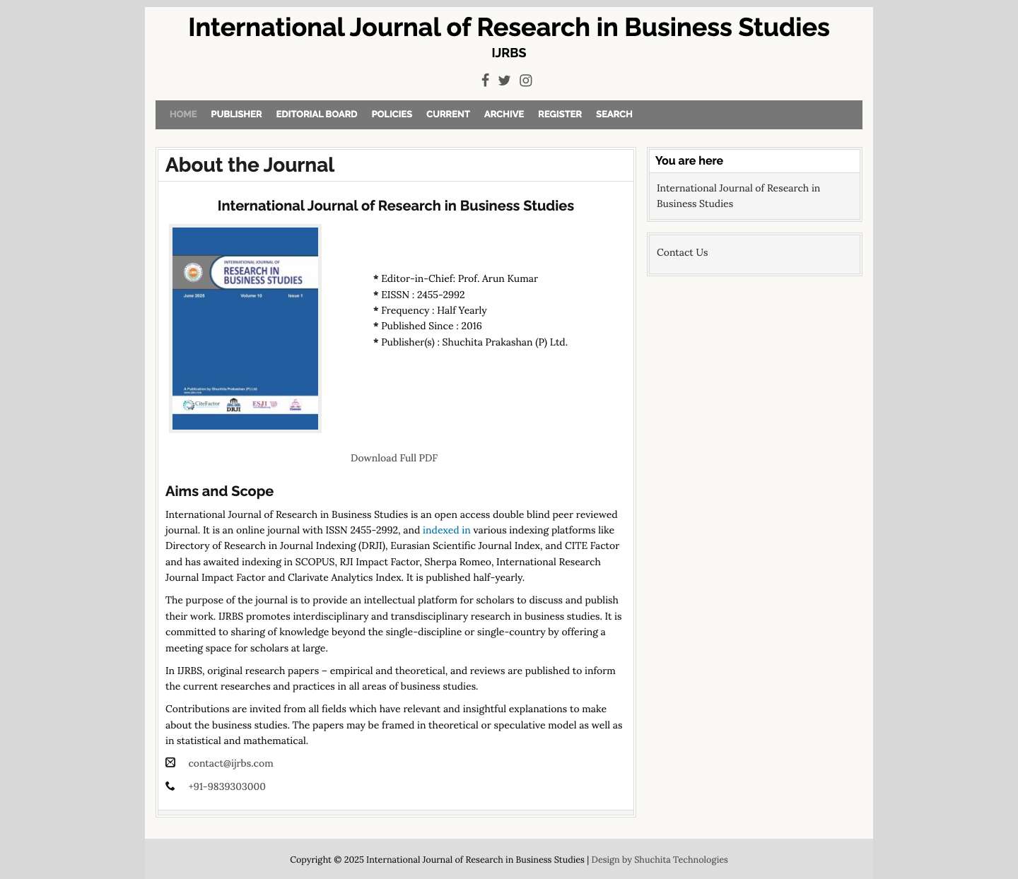 IJRBS| Home - Full Screenshot