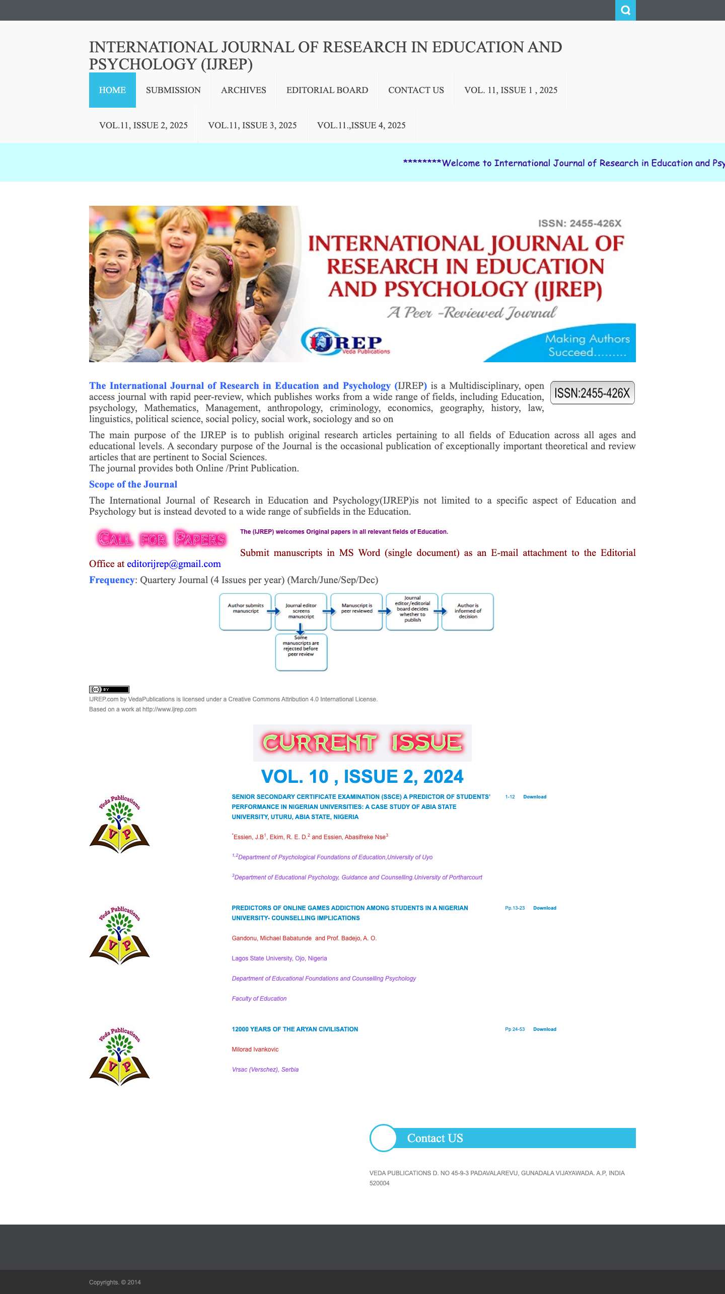 INTERNATIONAL JOURNAL OF RESEARCH IN EDUCATION AND PSYCHOLOGY (IJREP) | IJREP - Full Screenshot