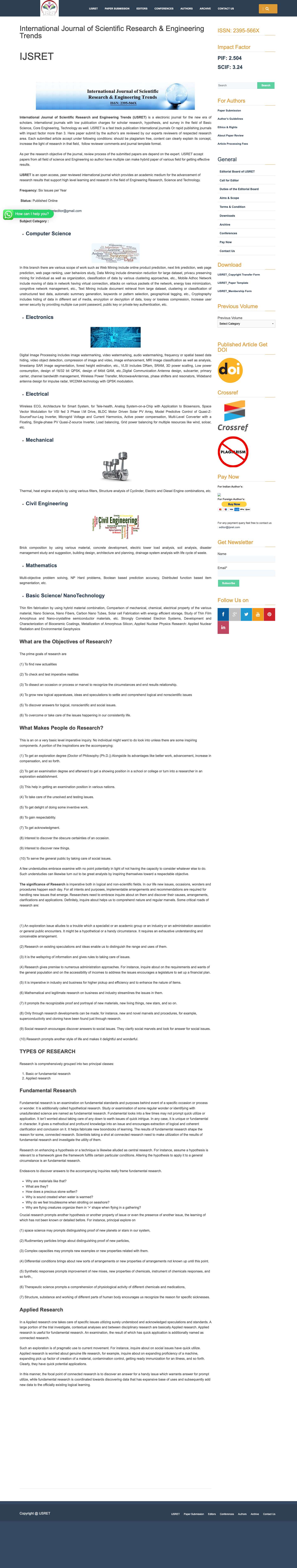 International Journal of Scientific Research and Engineering Trends - Full Screenshot