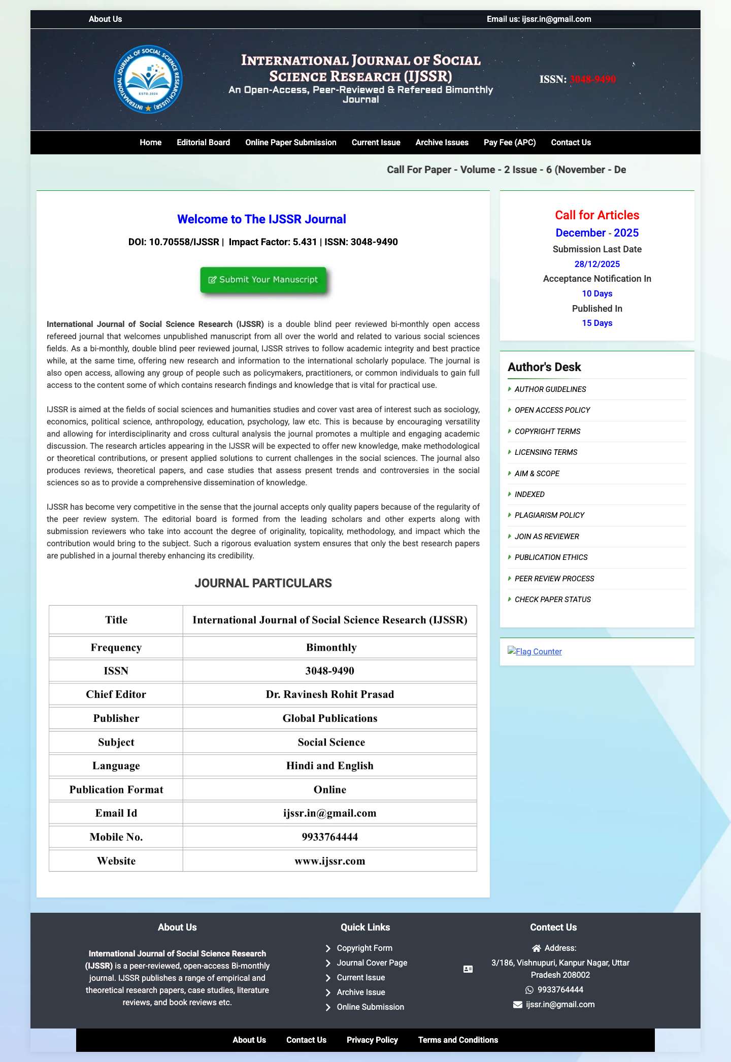 International Journal of Social Science Research (IJSSR) - Full Screenshot