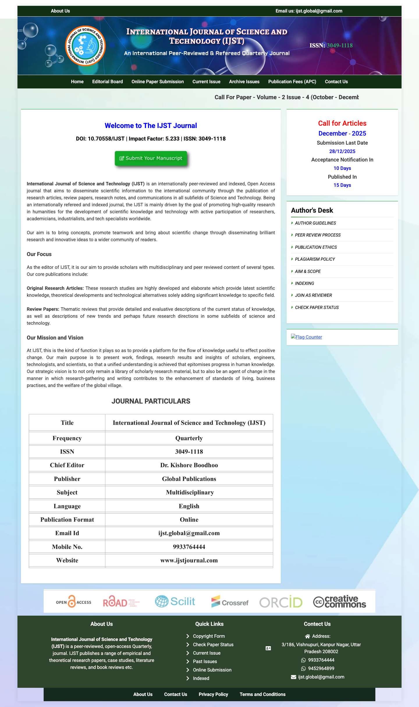 International Journal of Science and Technology (IJST) - Full Screenshot