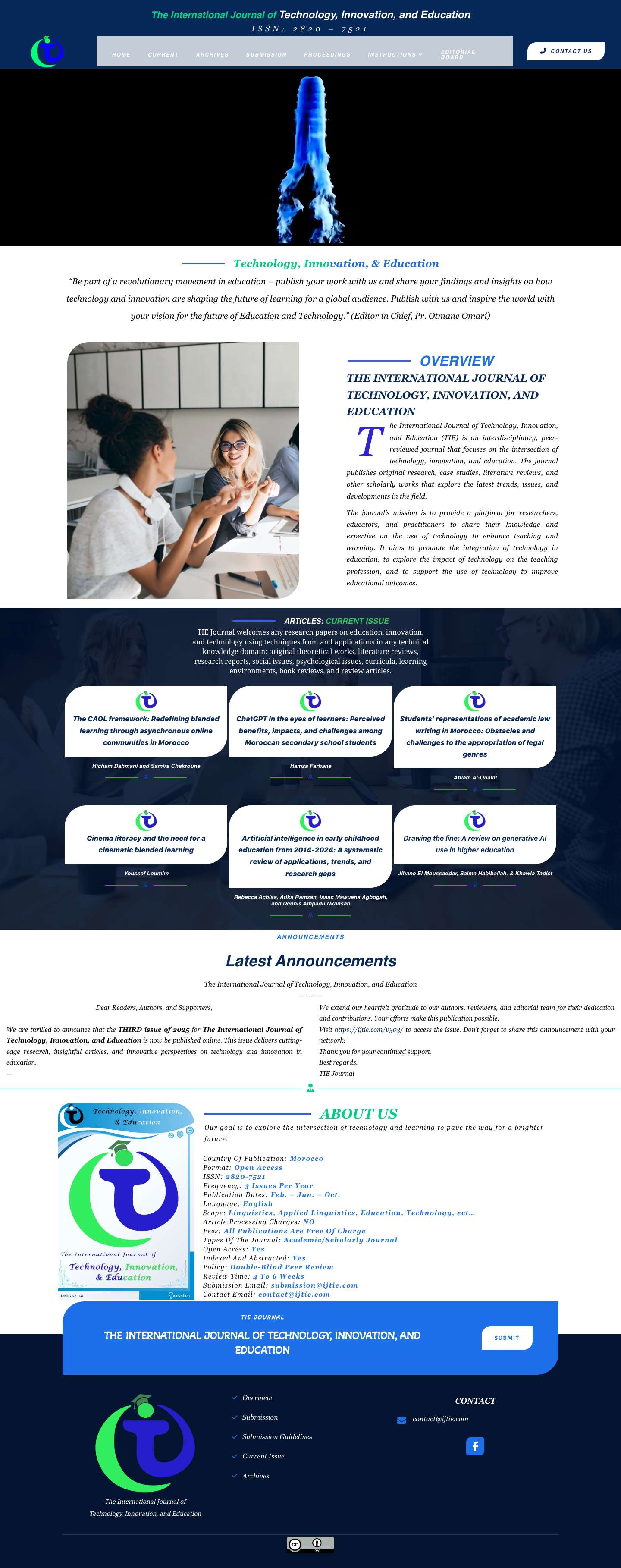 The International Journal of Technology, Innovation, and Education - TIE JournalThe International Journal of Technology, Innovation, and Education - TIE Journal - Full Screenshot