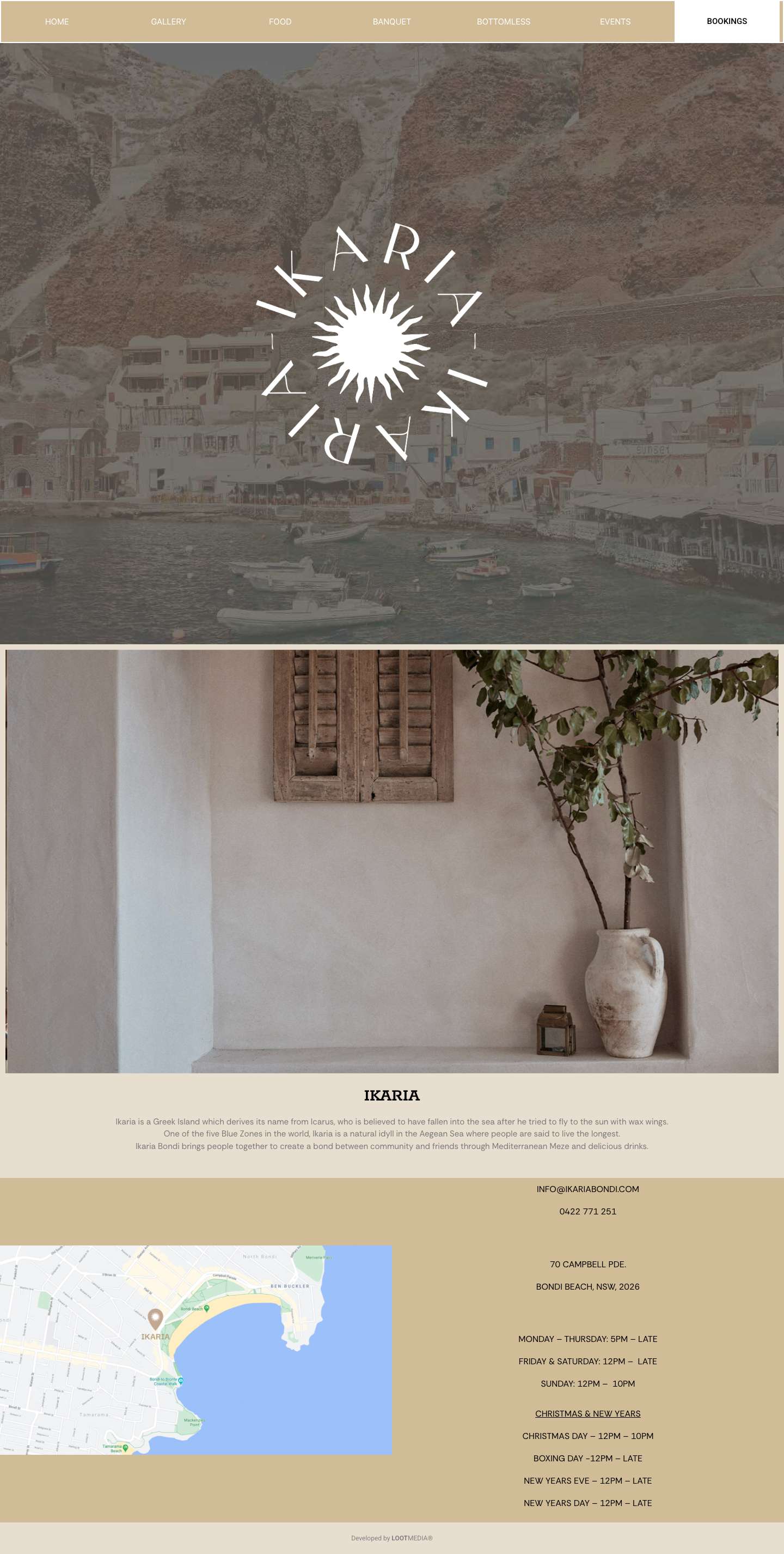 Ikaria Restaurant Bondi - Mediterranean Dining in Sydney - Full Screenshot