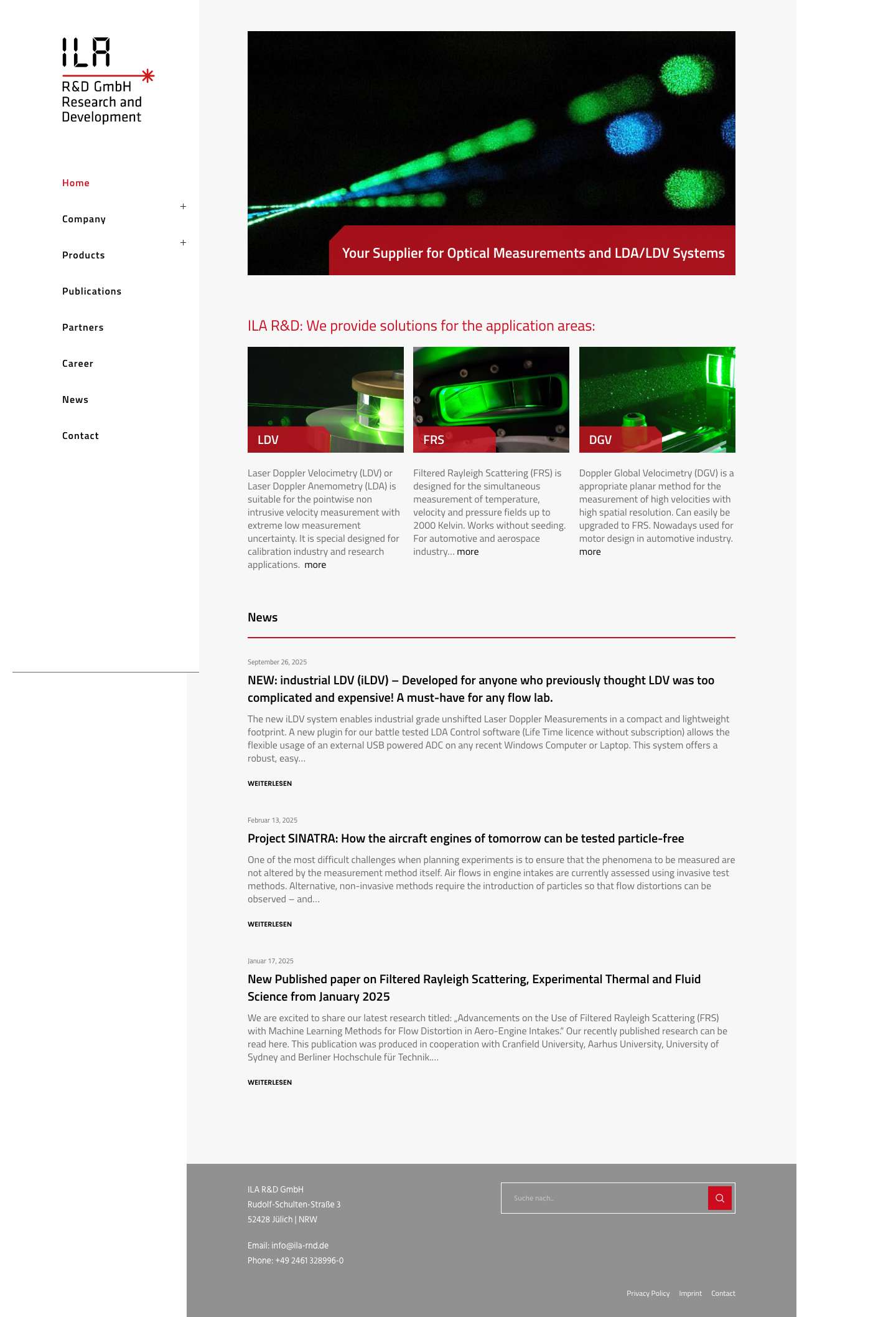 ILA R&D GmbH – Intelligent Laser Applications – LDV, FRS, DGV - Full Screenshot