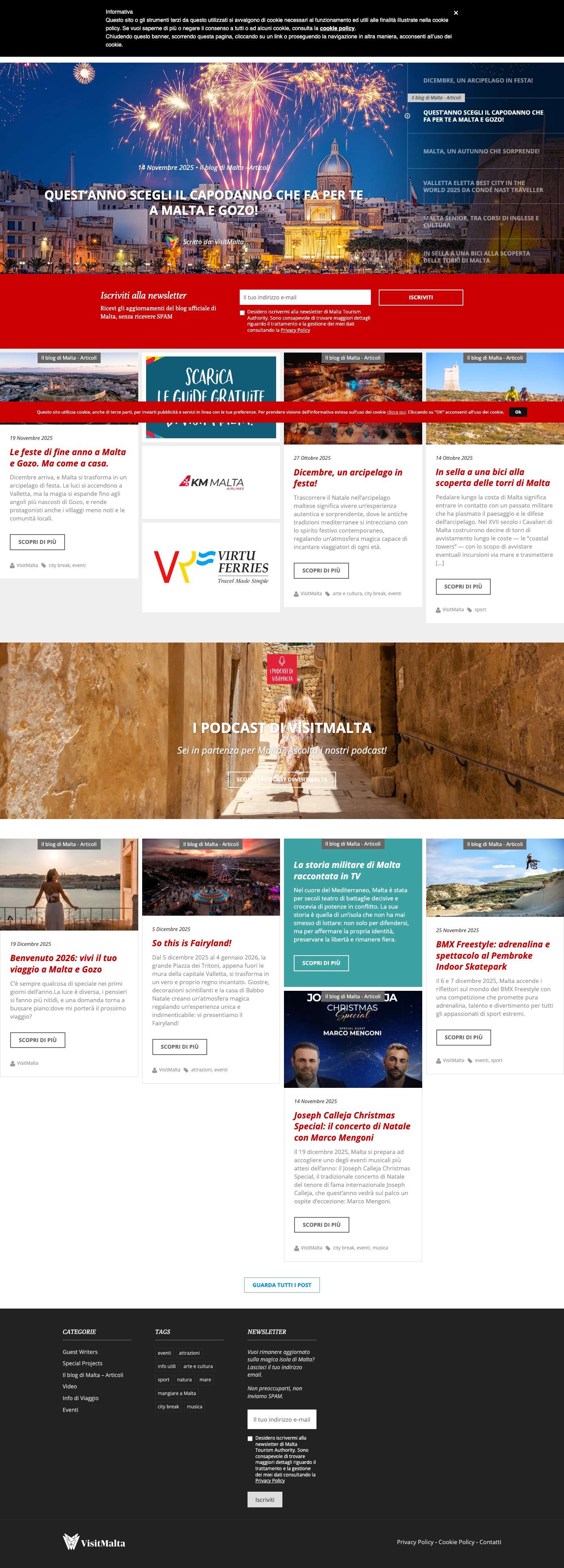 Il Blog di Visit Malta - Ente del Turismo di Malta - Full Screenshot