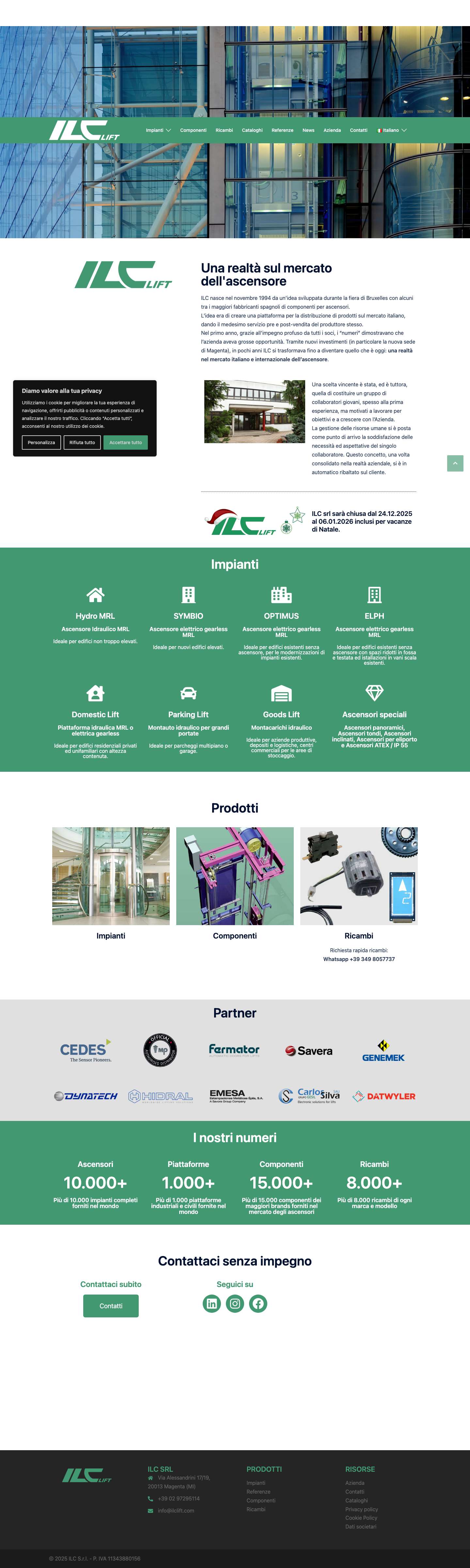 ILC Lift - Ascensori e componenti, Ascensori MRL e Miniascensori - Full Screenshot