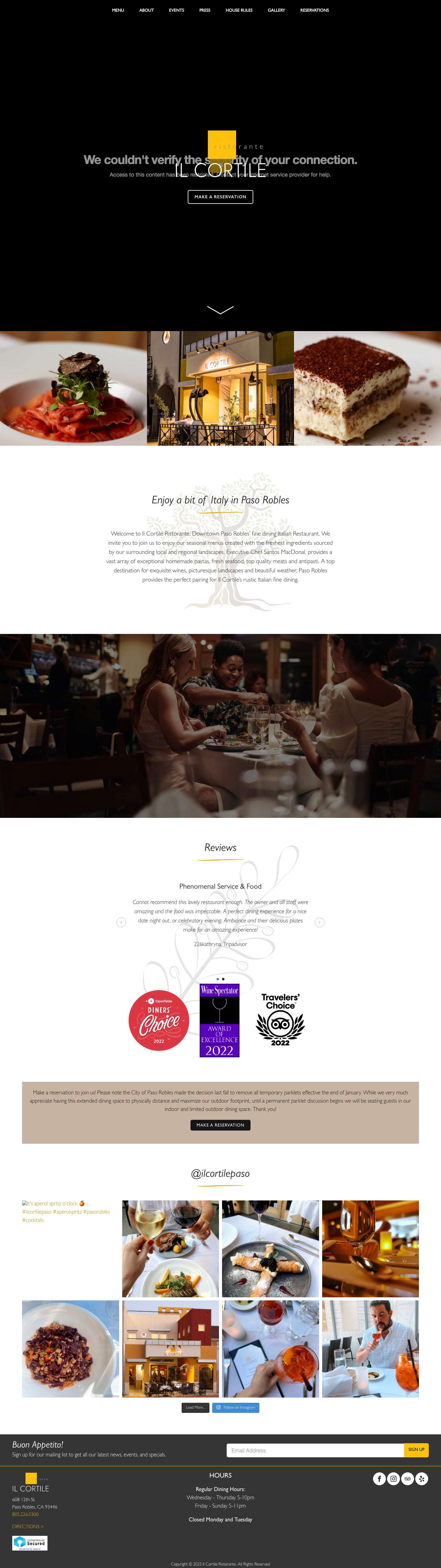 Home - Il Cortile Ristorantetripadvisorclearfacebookinstagramyelp - Full Screenshot