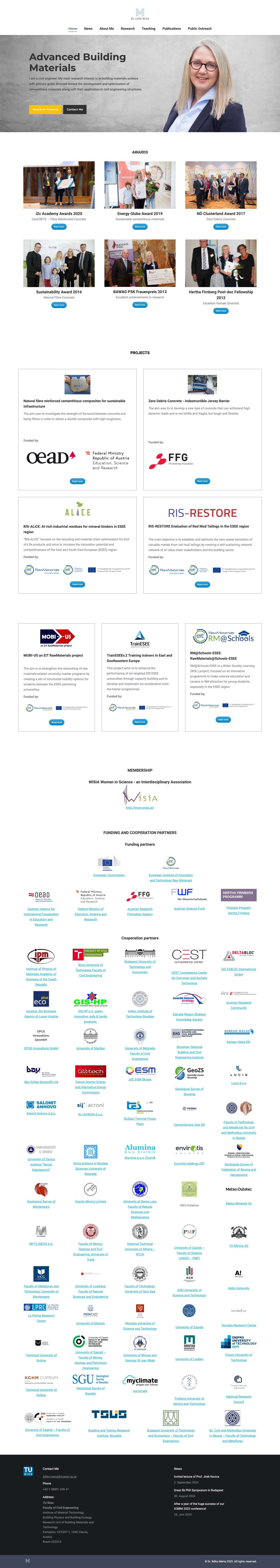 Dr. Ildiko Merta – Building Materials Science - Full Screenshot