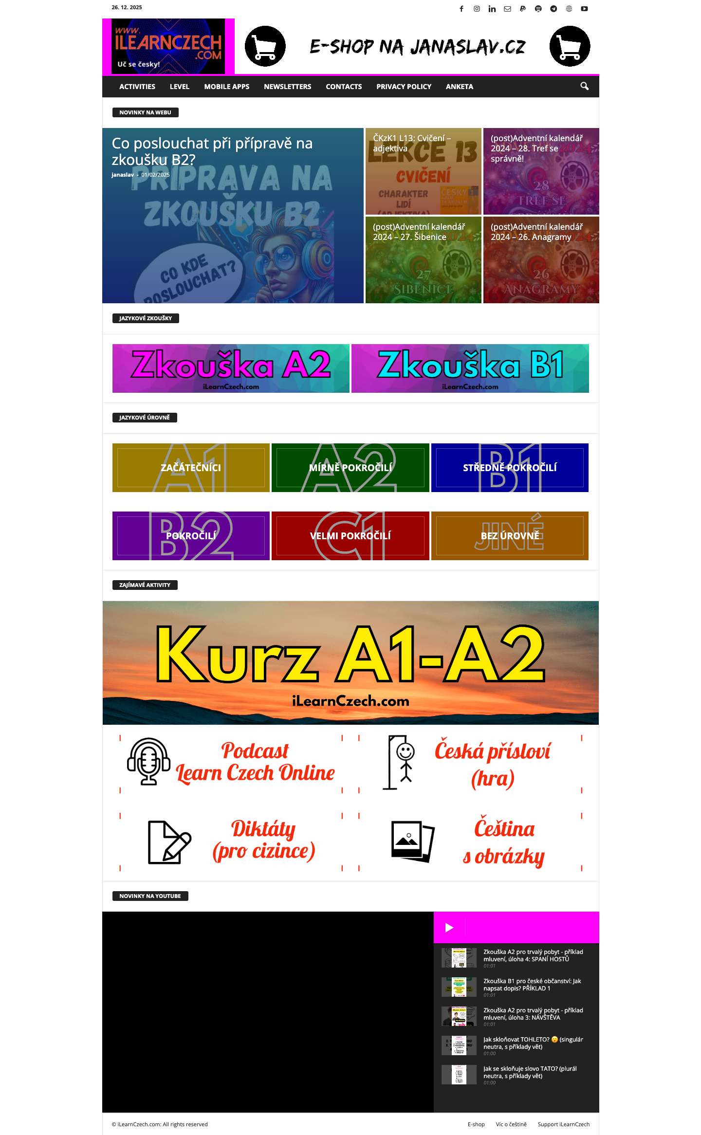 Homepage - Learn Czech Online for Free - Full Screenshot