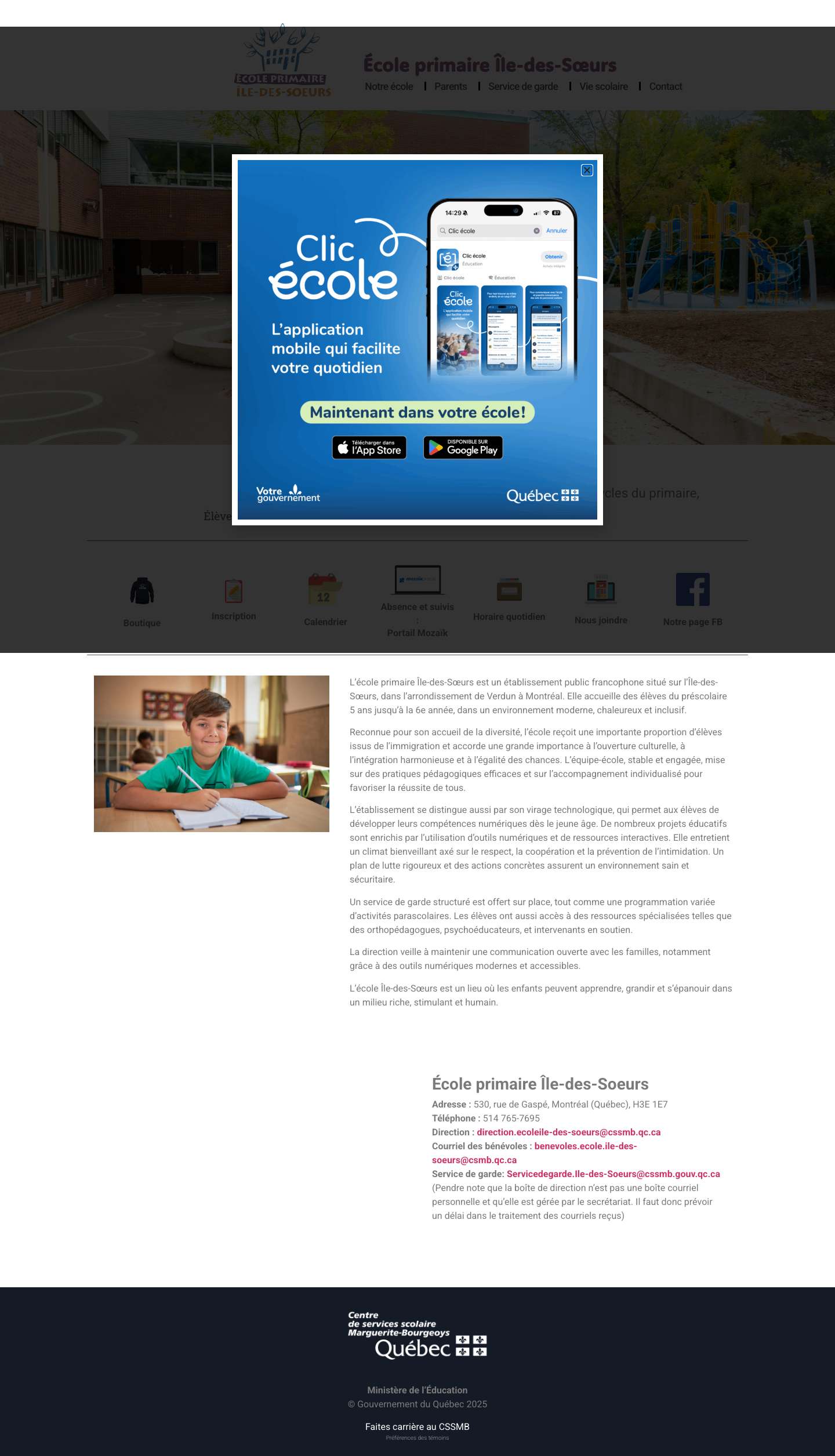 Accueil - École primaire Île-des-Sœurs - Full Screenshot