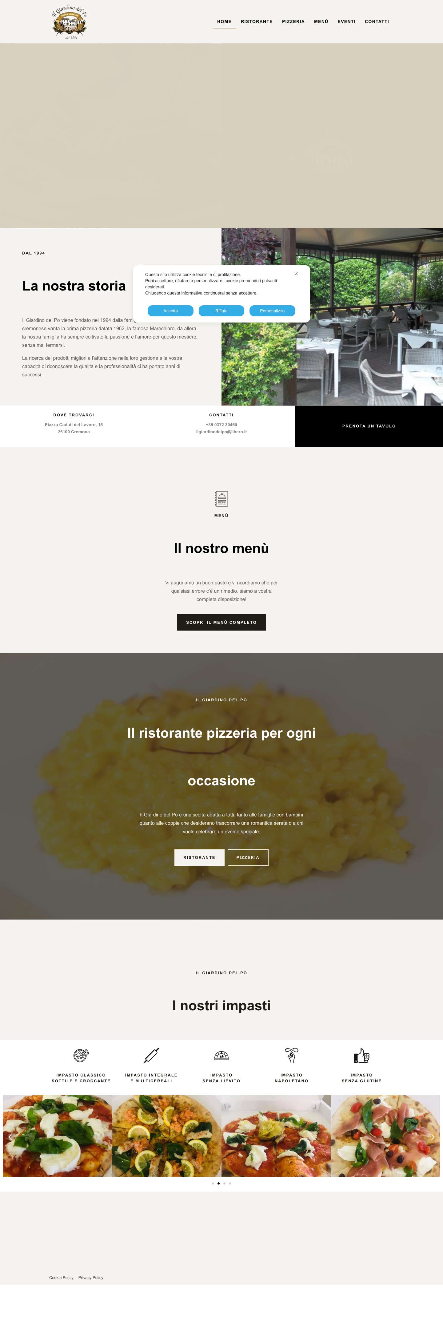 Ristorante Il Giardino del Po - Ristorante pizzeria a Cremona - Full Screenshot