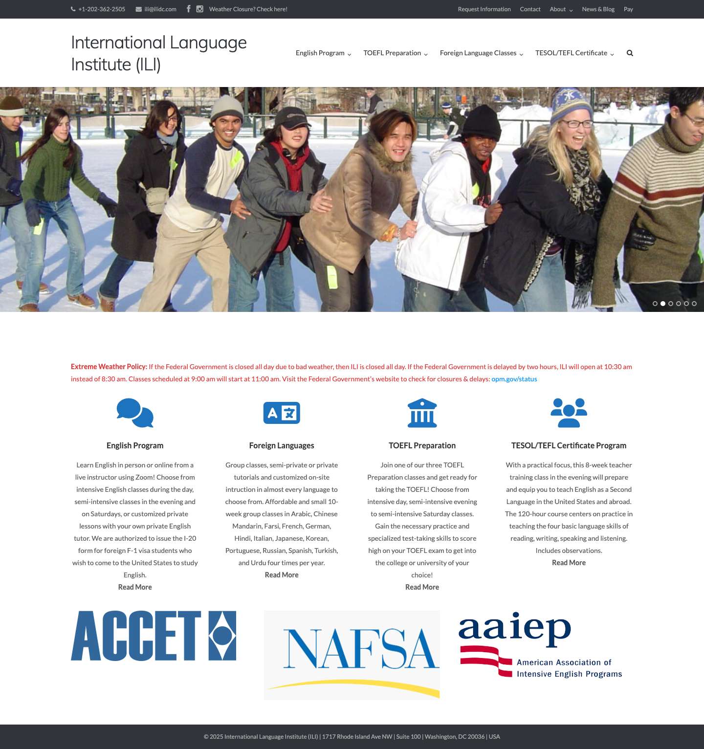 Home | International Language Institute (ILIDC) - Full Screenshot