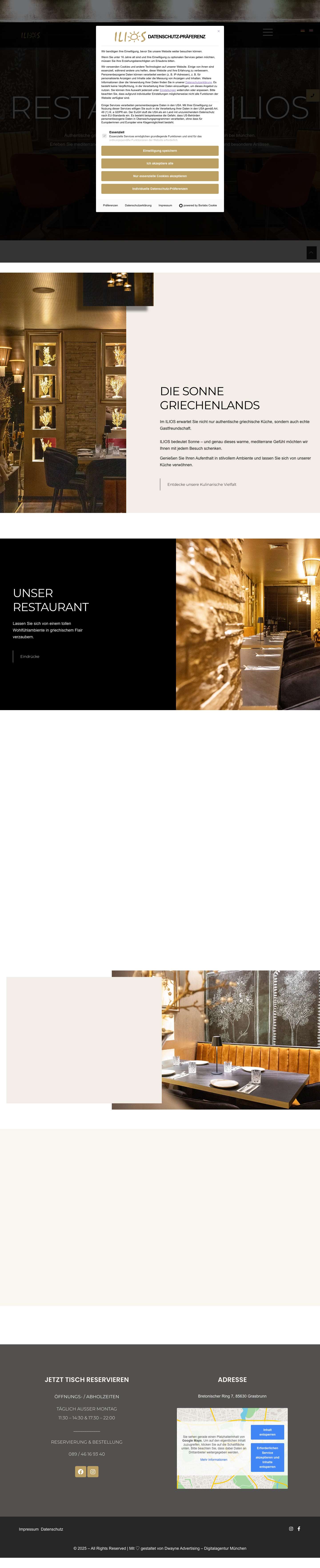 ILIOS – Griechisches Restaurant in Neukeferloh bei München - Full Screenshot