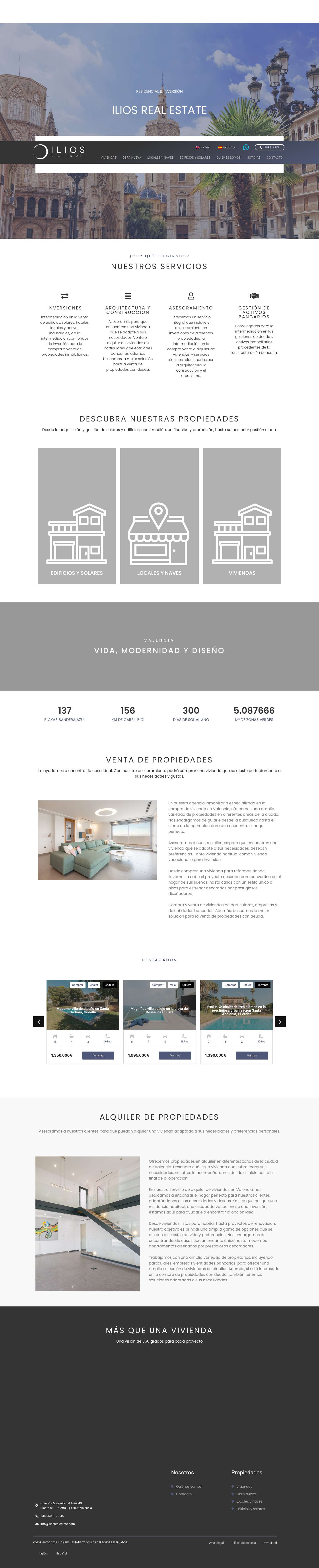 Servicios Inmobiliarios en Valencia - Ilios Real Estate - Full Screenshot