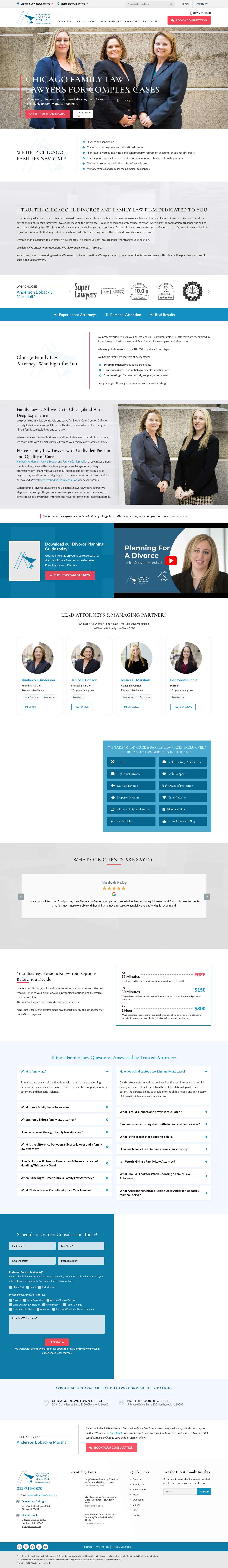 Chicago Family Law Lawyers: Anderson Boback & MarshallCloseMenu - Full Screenshot