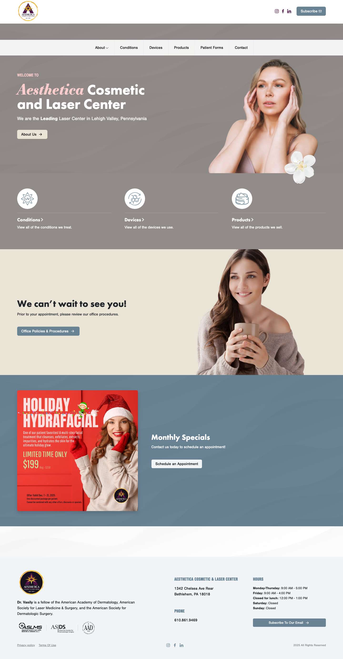 Aesthetica | Cosmetic & Laser Dermatology Treatmentsconditions copydevices copyproducts copy - Full Screenshot