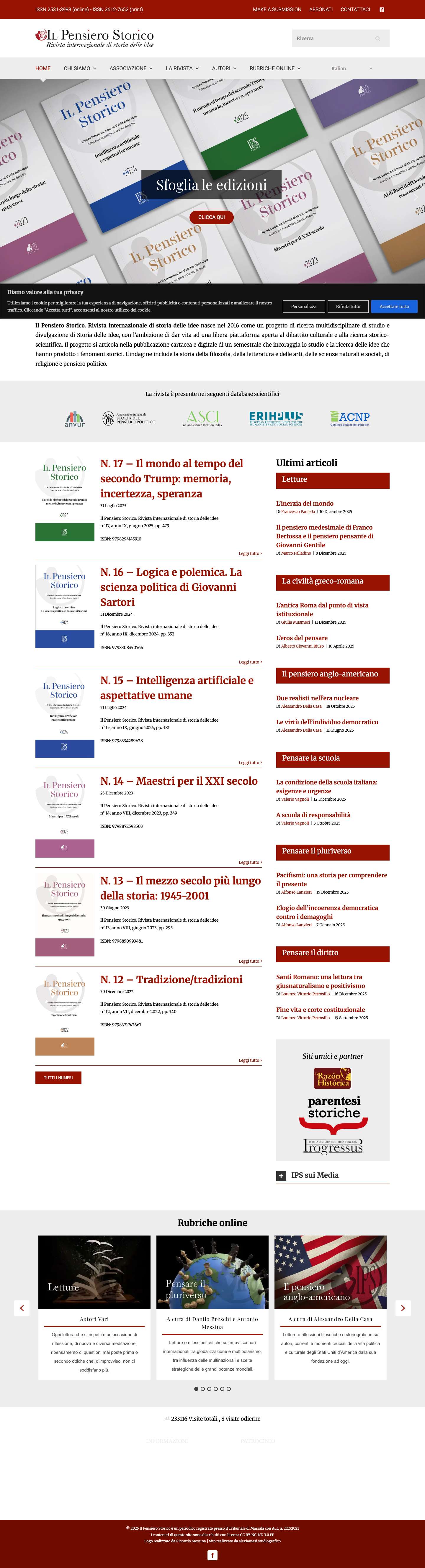 Il Pensiero Storico. Rivista internazionale di storia delle idee - Full Screenshot