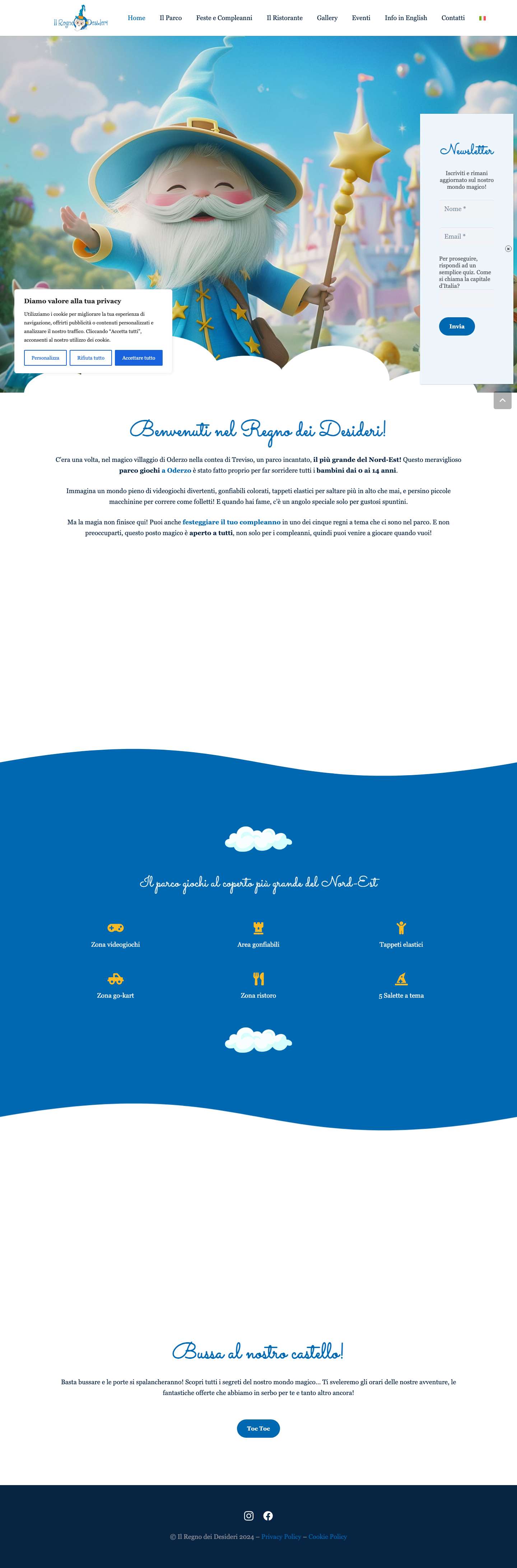 Home - Regno dei Desideri - parco giochi al coperto a Oderzo (TV) - Full Screenshot