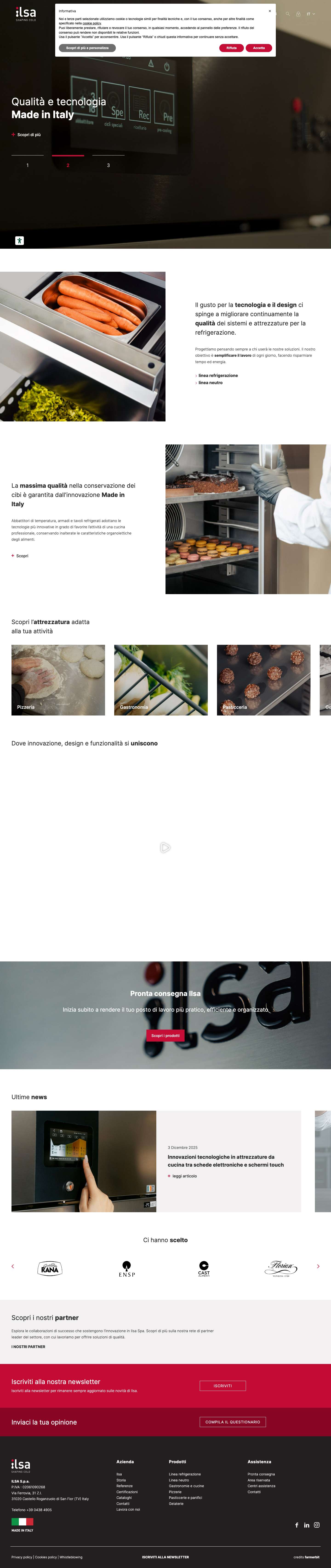 Attrezzature professionali per la refrigerazione degli alimenti - Ilsa - Full Screenshot