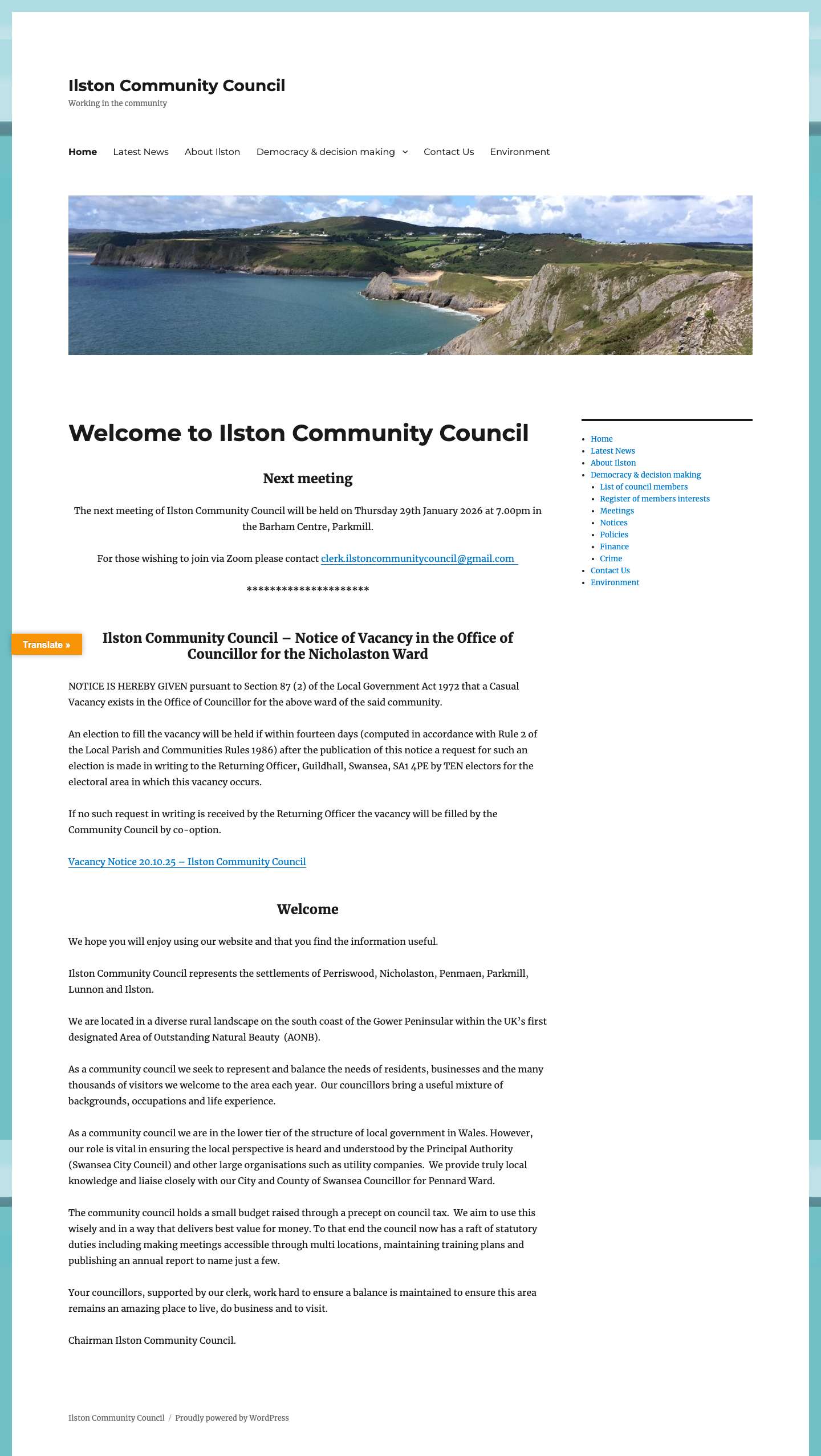 Home - Ilston Community Council - Full Screenshot