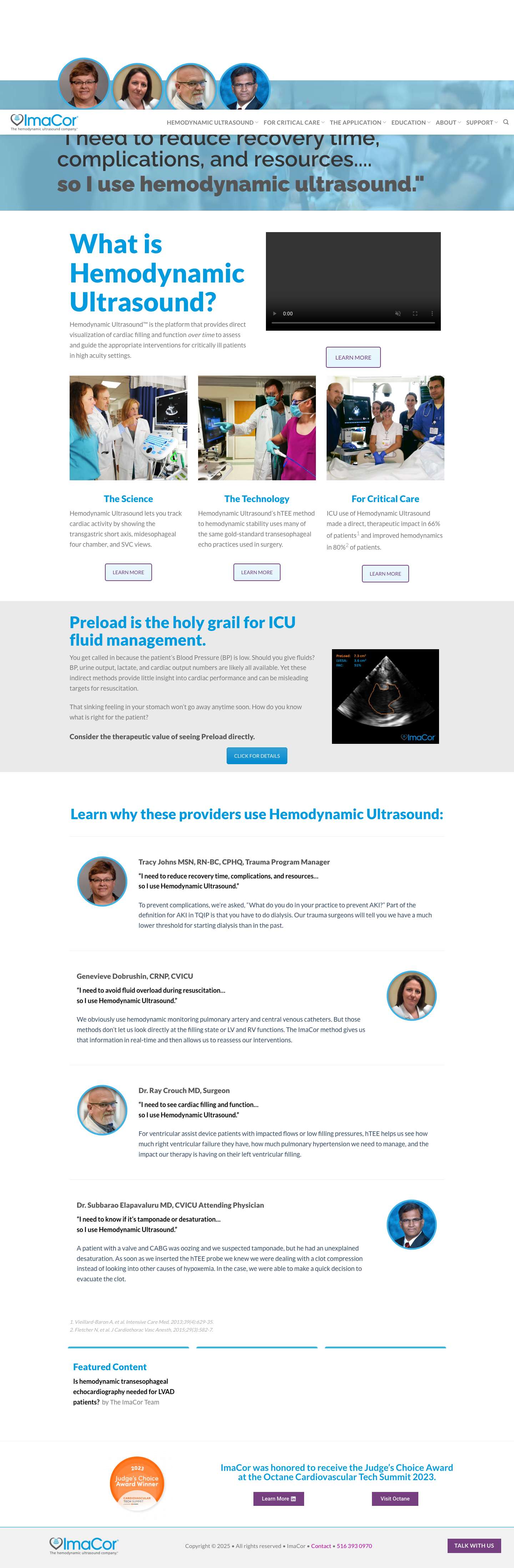 Hemodynamic Ultrasound for ICU | Heart Ultrasound Monitoring | ImaCor - Full Screenshot