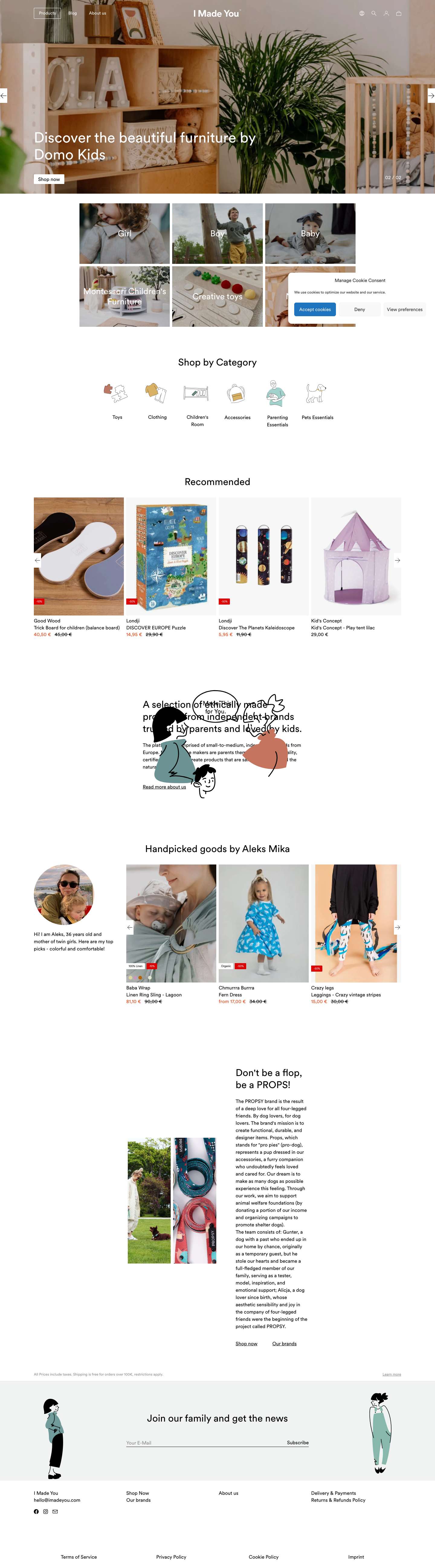 Sustainable and Ethically Made Family Products • I Made You - Full Screenshot