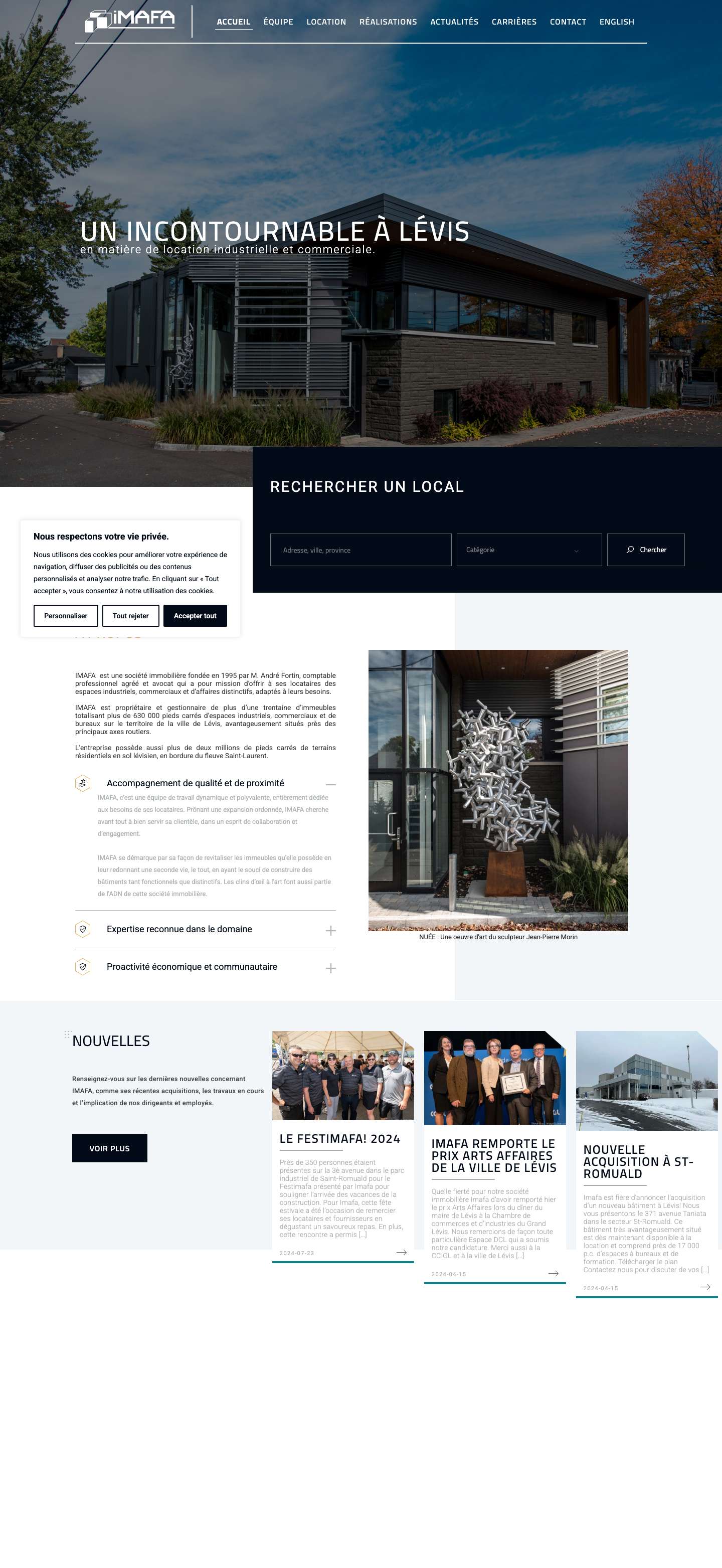IMAFA - Location d’espace commercial et industriel à Lévis - Full Screenshot