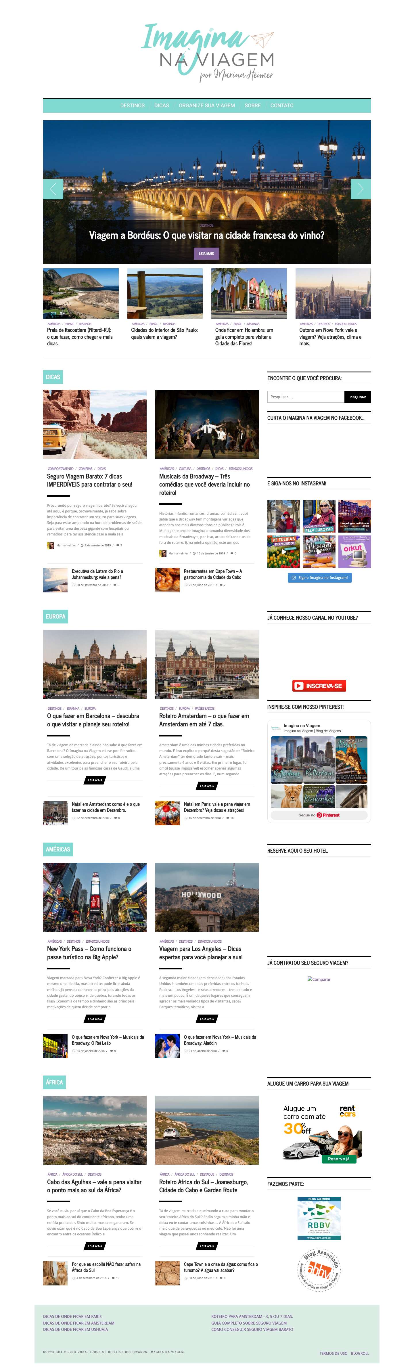 Imagina na Viagem | Blog de Viagem por Marina Heimer - Full Screenshot