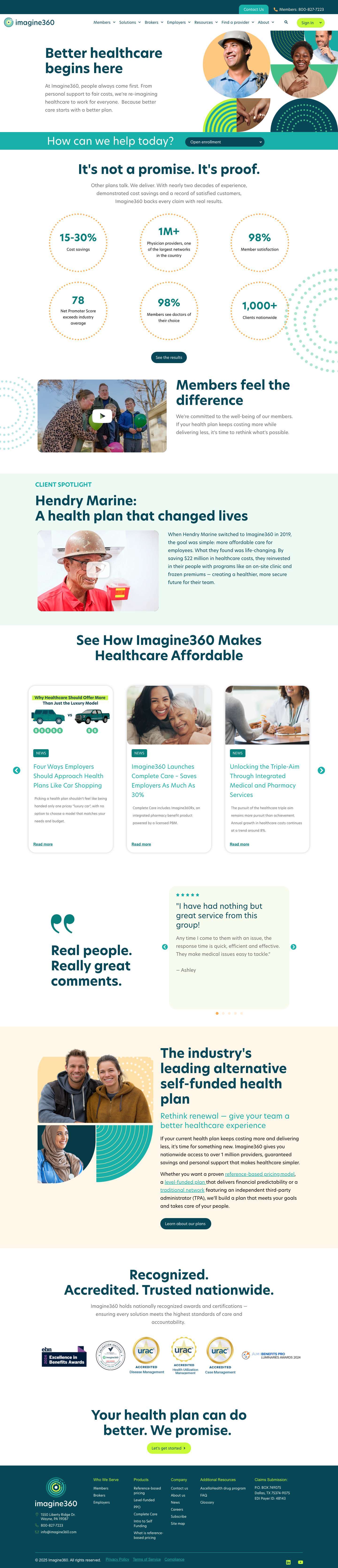 Self Funded Employer Health Insurance Company | Self Funded Insurance Program | Imagine360 - Full Screenshot