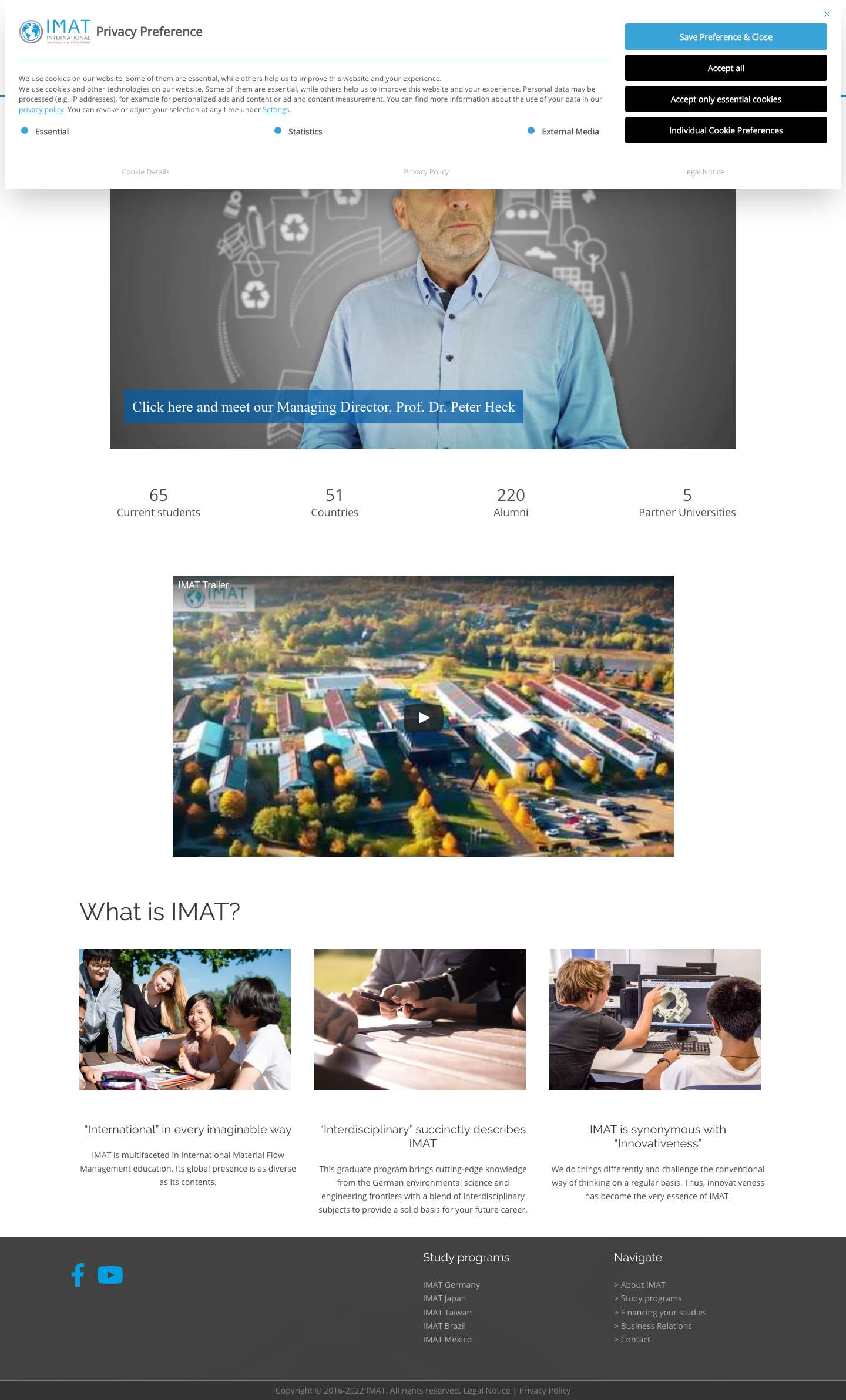 Home - International Material Flow Management (IMAT) - Full Screenshot