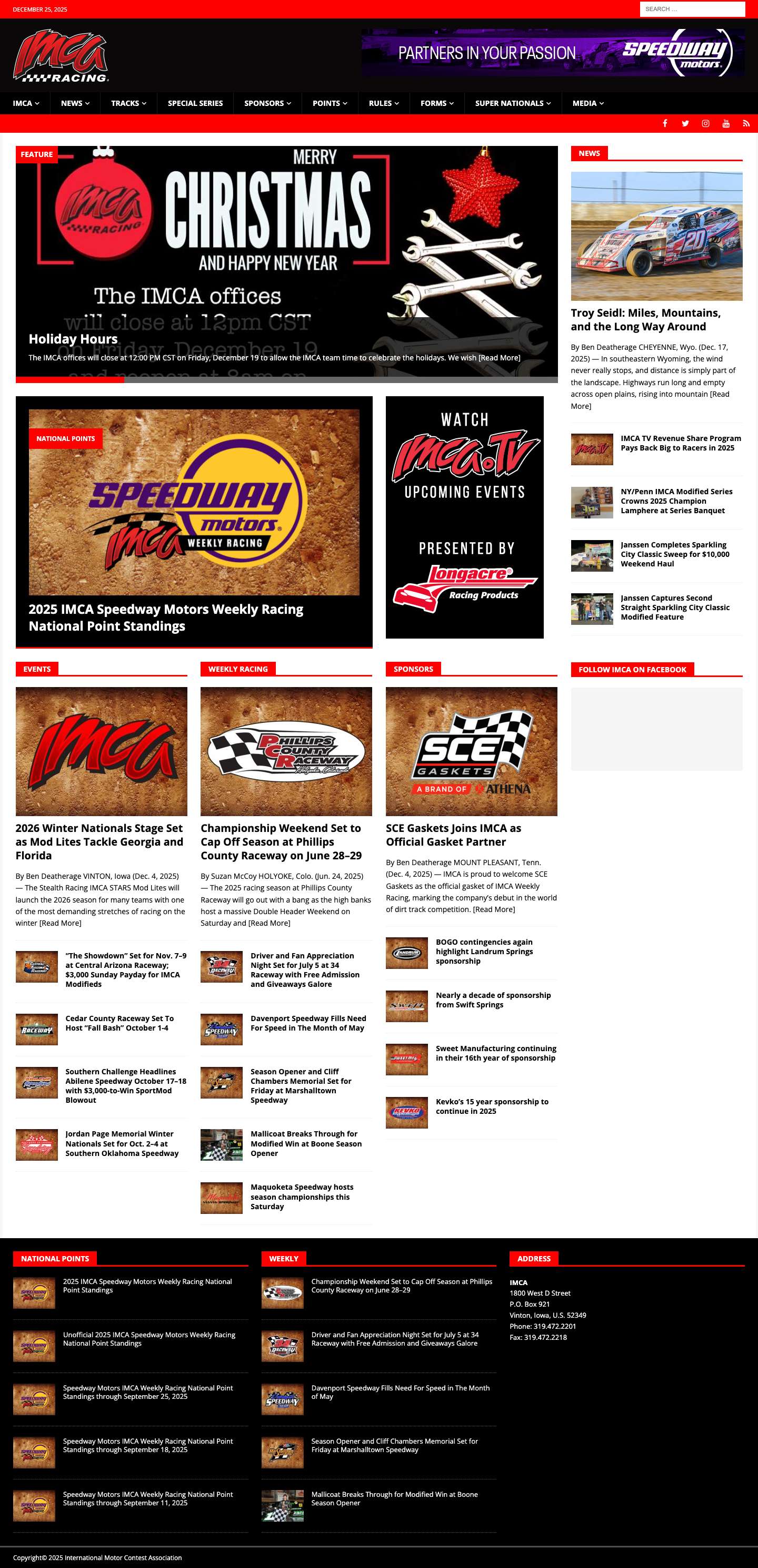 Home - IMCA - International Motor Contest Association - Full Screenshot