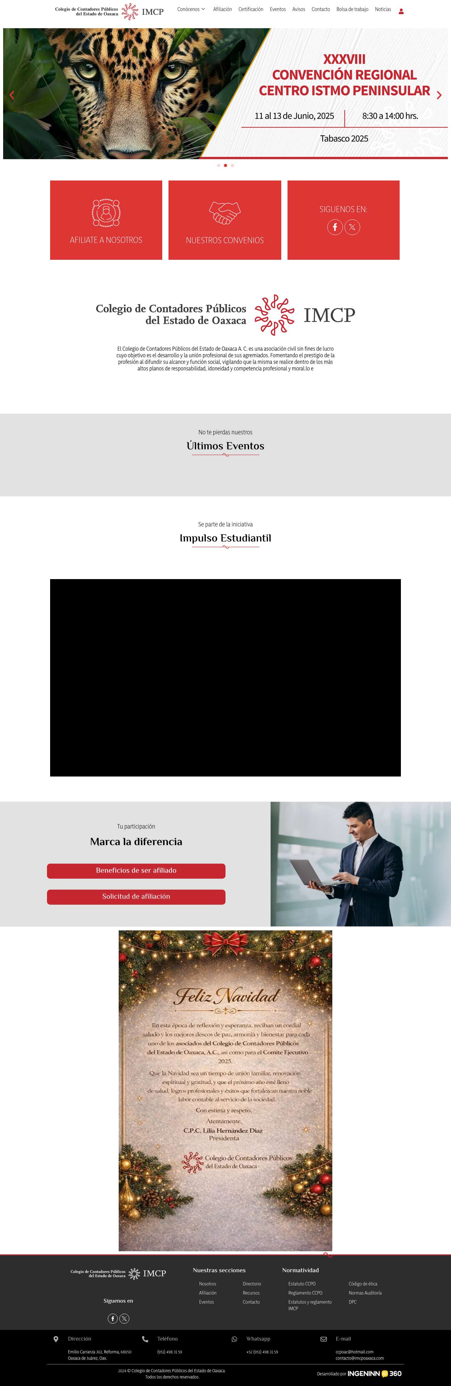 Inicio - Colegio de Contadores Públicos del Estado de Oaxaca - Full Screenshot