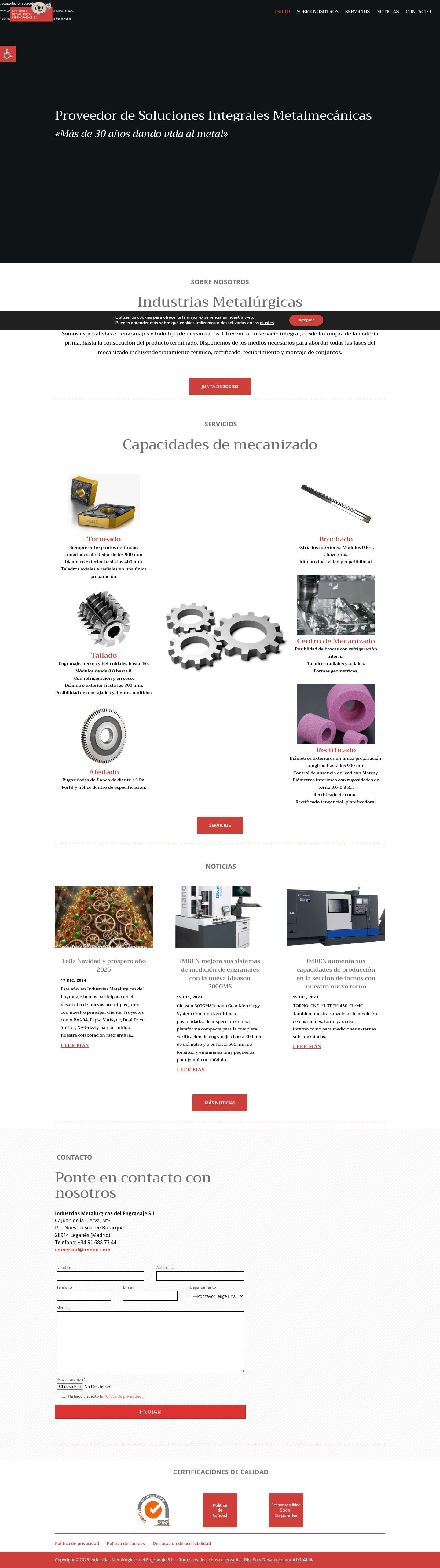 Industrias Metalúrgicas del Engranaje S.L. - Proveedor de Soluciones Integrales MetalmecánicasHerramientas de accesibilidadAumentar textoDisminuir textoEscala de grisesAlto contrasteContraste negativoFondo claroSubrayar enlacesFuente legibleRestablecer - Full Screenshot
