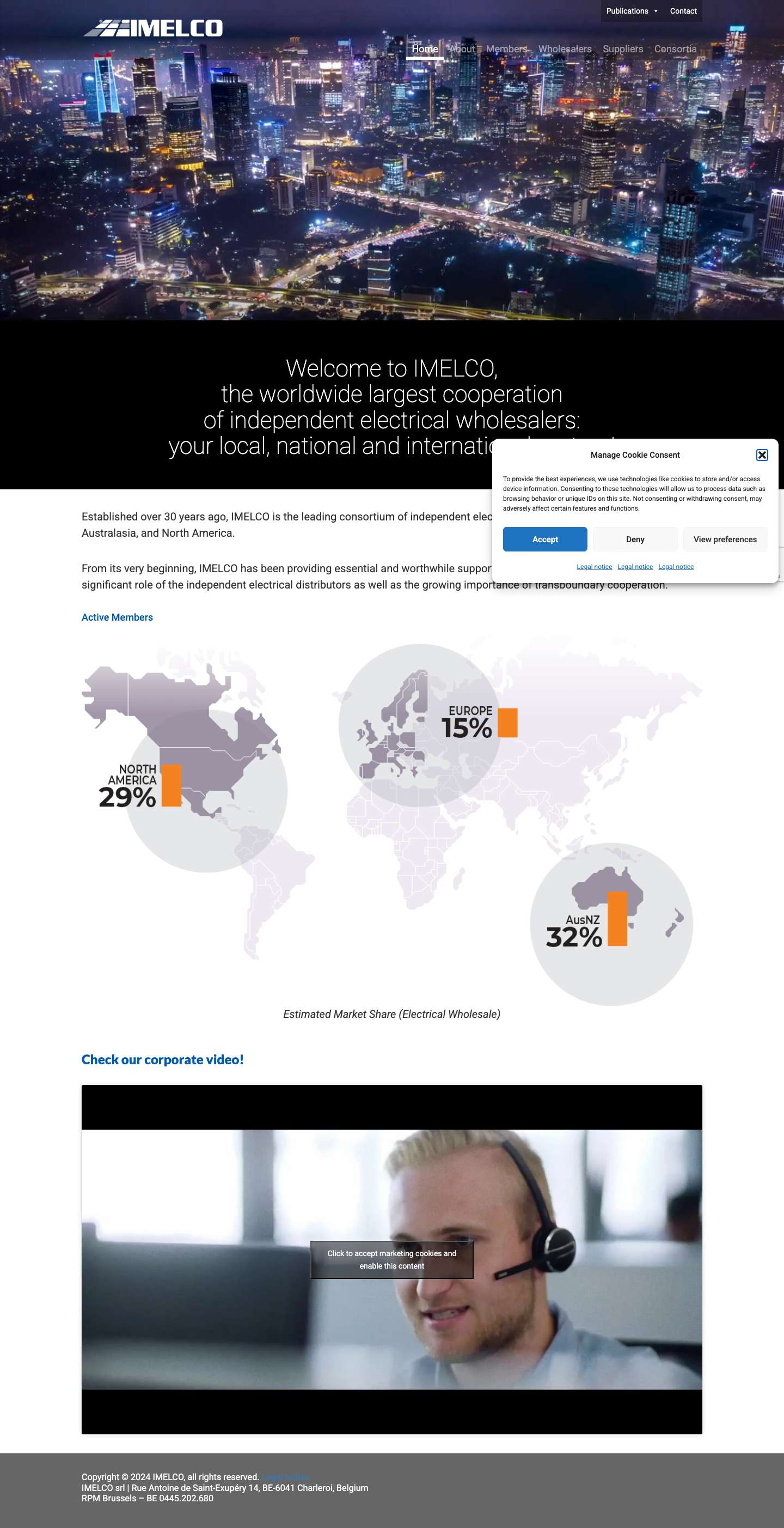 Home - IMELCO, the worldwide largest cooperation of independent electrical wholesalers - Full Screenshot