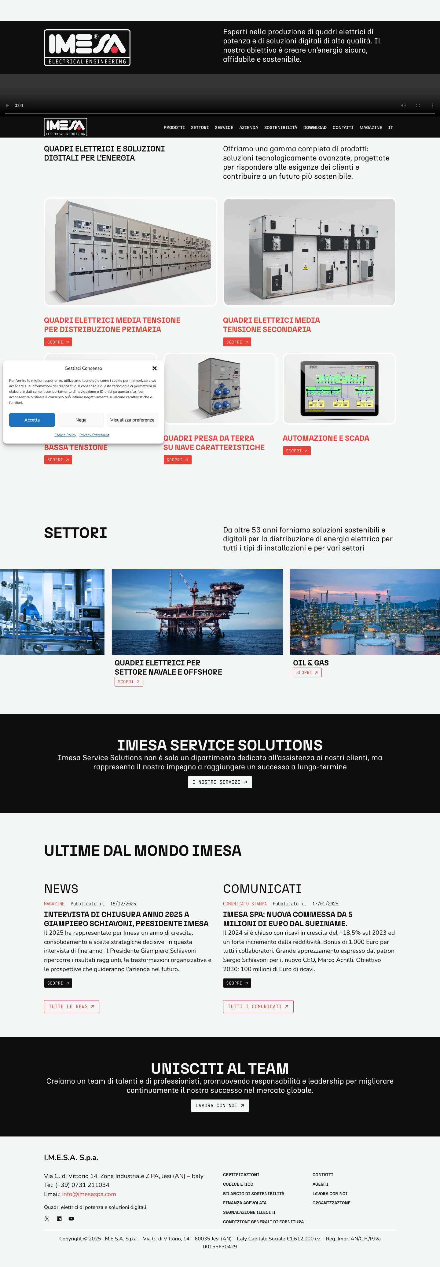 Quadri Elettrici soluzioni digitali per l'energia | IMESA - Full Screenshot