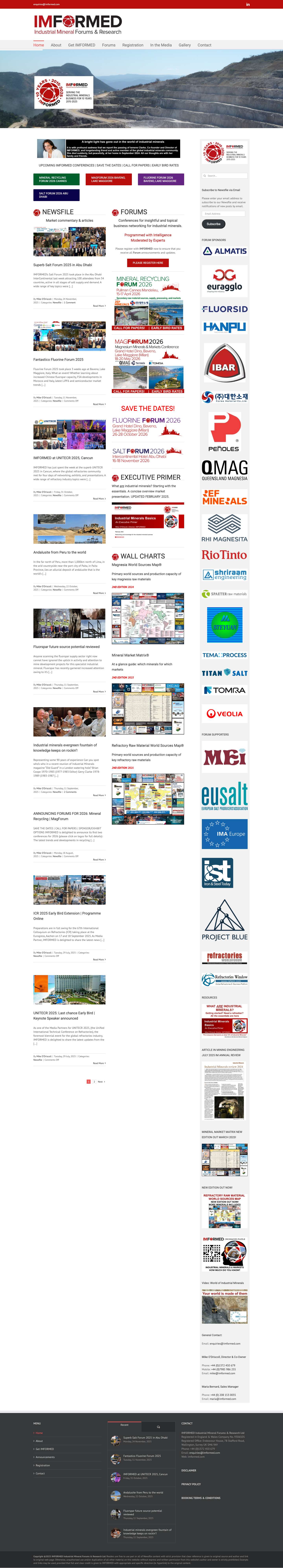 Industrial Minerals Networking | IMFORMED – Industrial Minerals | Conferences | Research - Full Screenshot