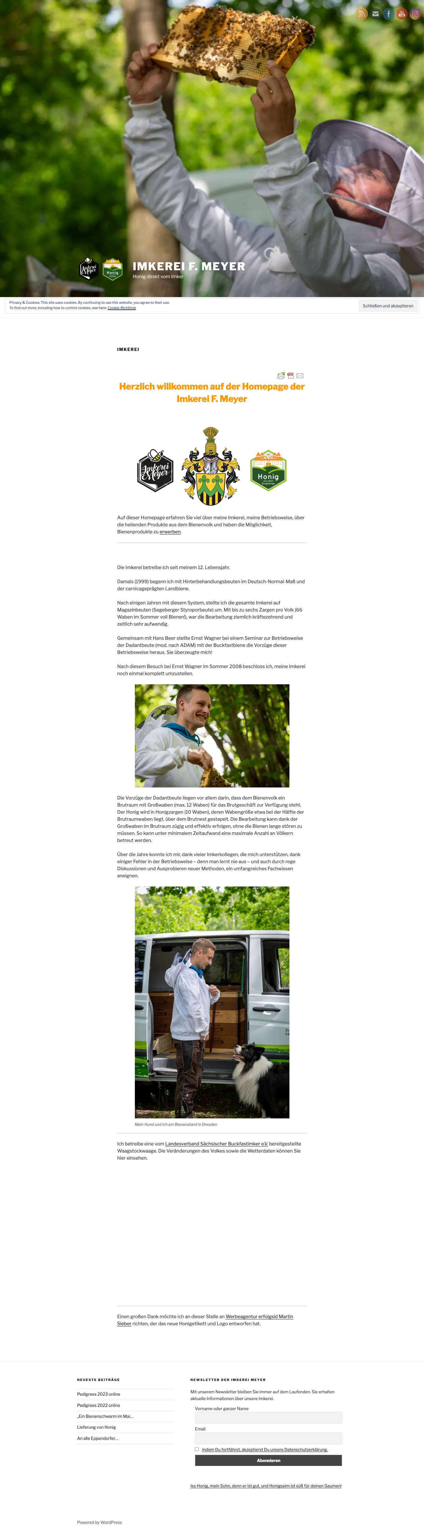 Imkerei F. Meyer – Honig direkt vom Imker - Full Screenshot