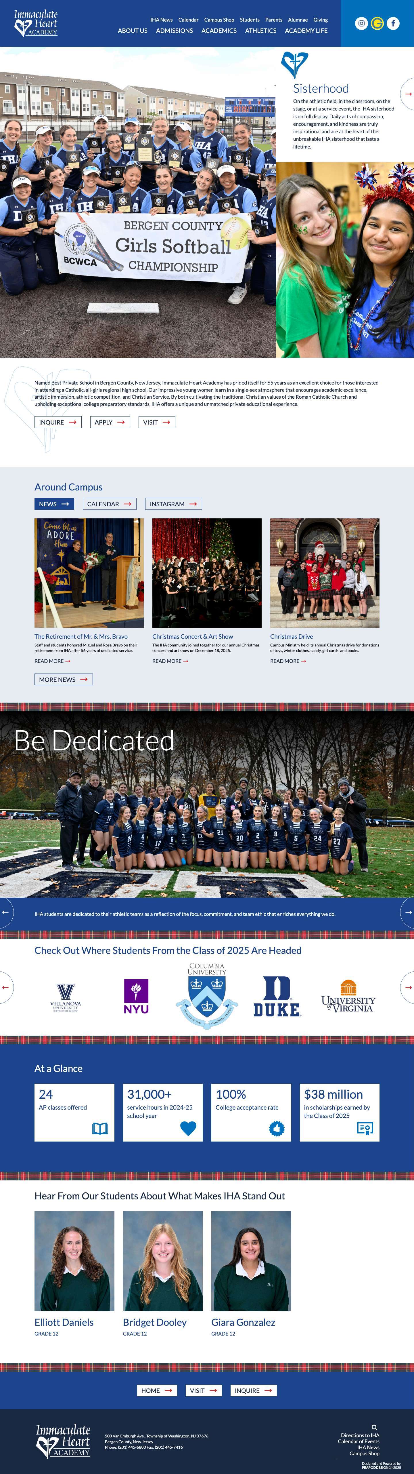 All Girls Catholic Regional Private High School New Jersey - Full Screenshot